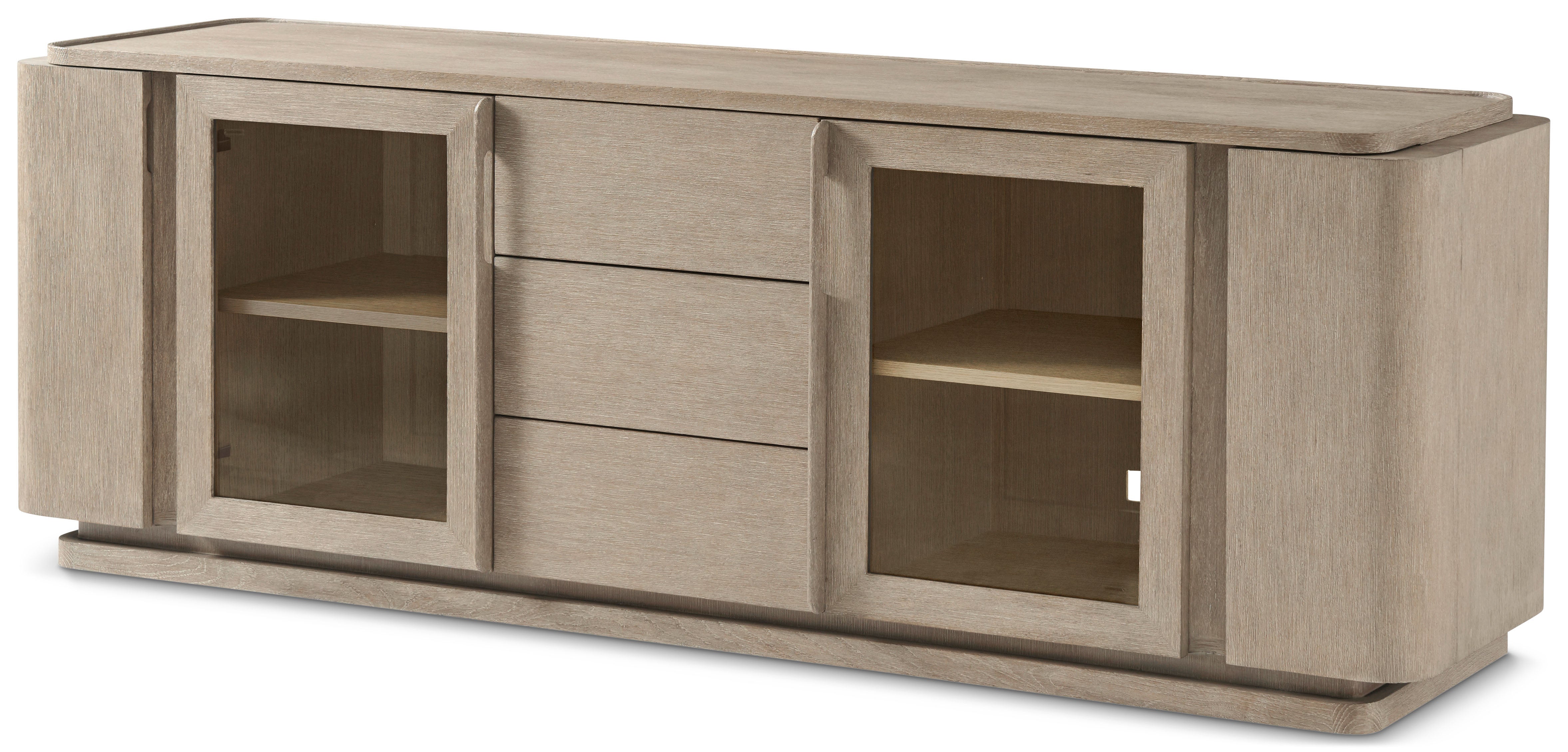Repose Glass Door Media Console | Theodore Alexander | Sutter & Vale