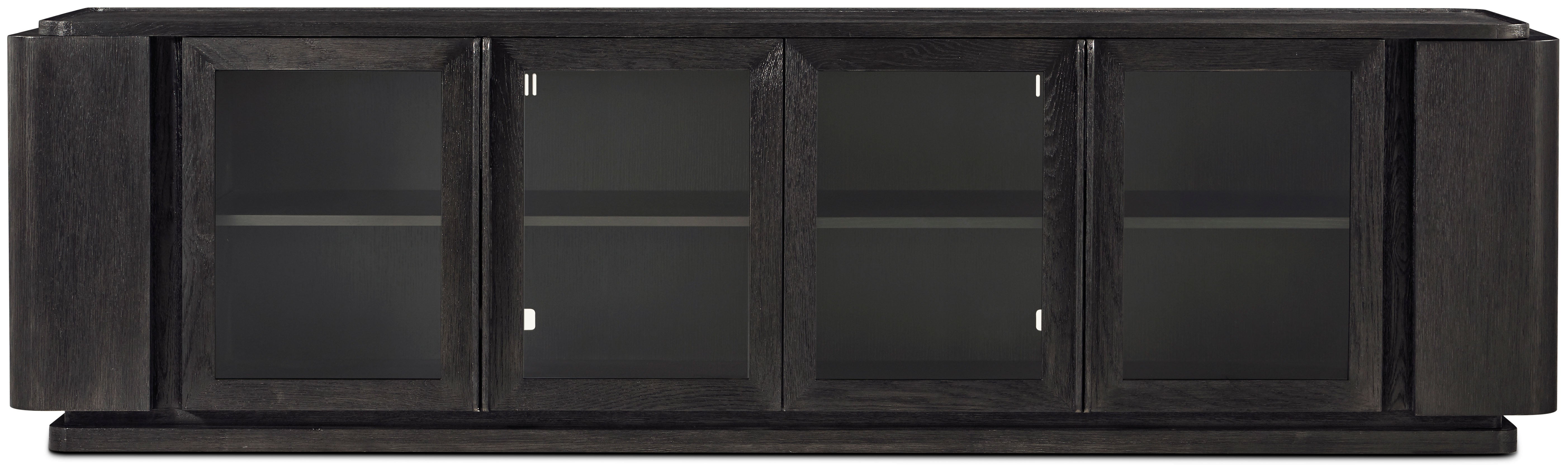 Repose Wooden Media Console in PCF1186.1L2HA3F_Charcoal_Oak / Glass, Wood - Theodore Alexander