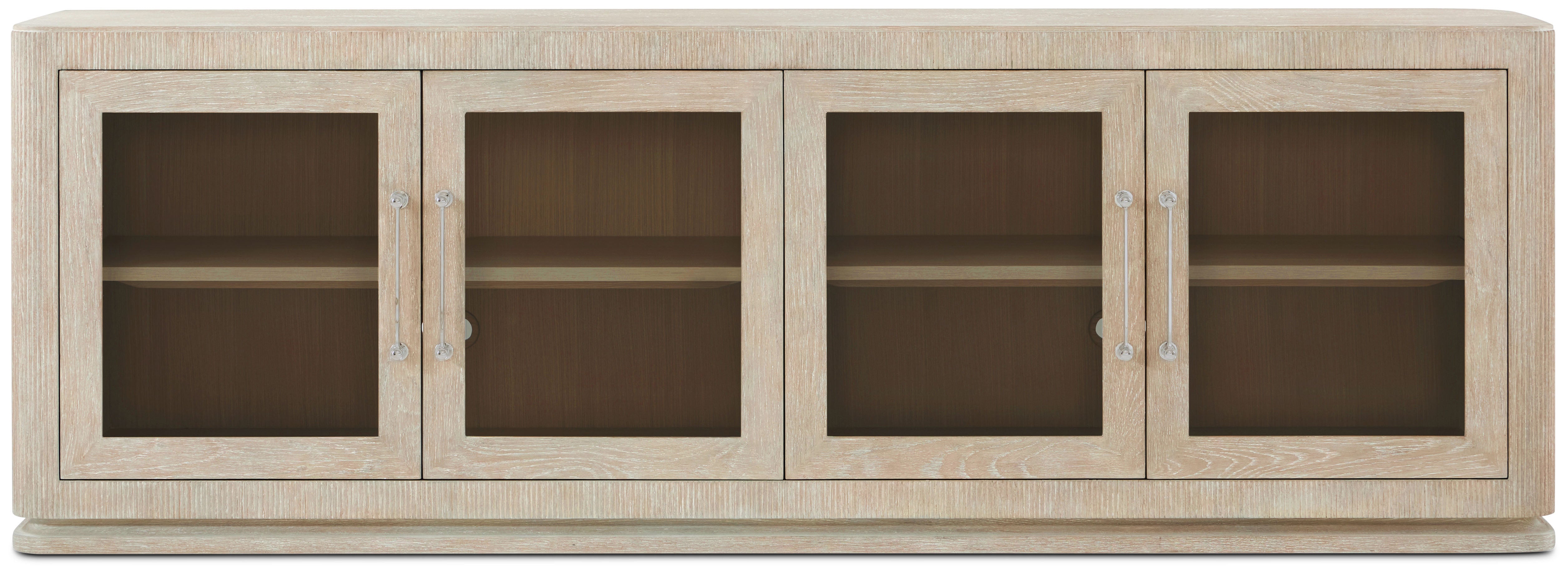 Horizon Media Cabinet in Ash Wood, Oak Veneer, Brass - Theodore Alexander