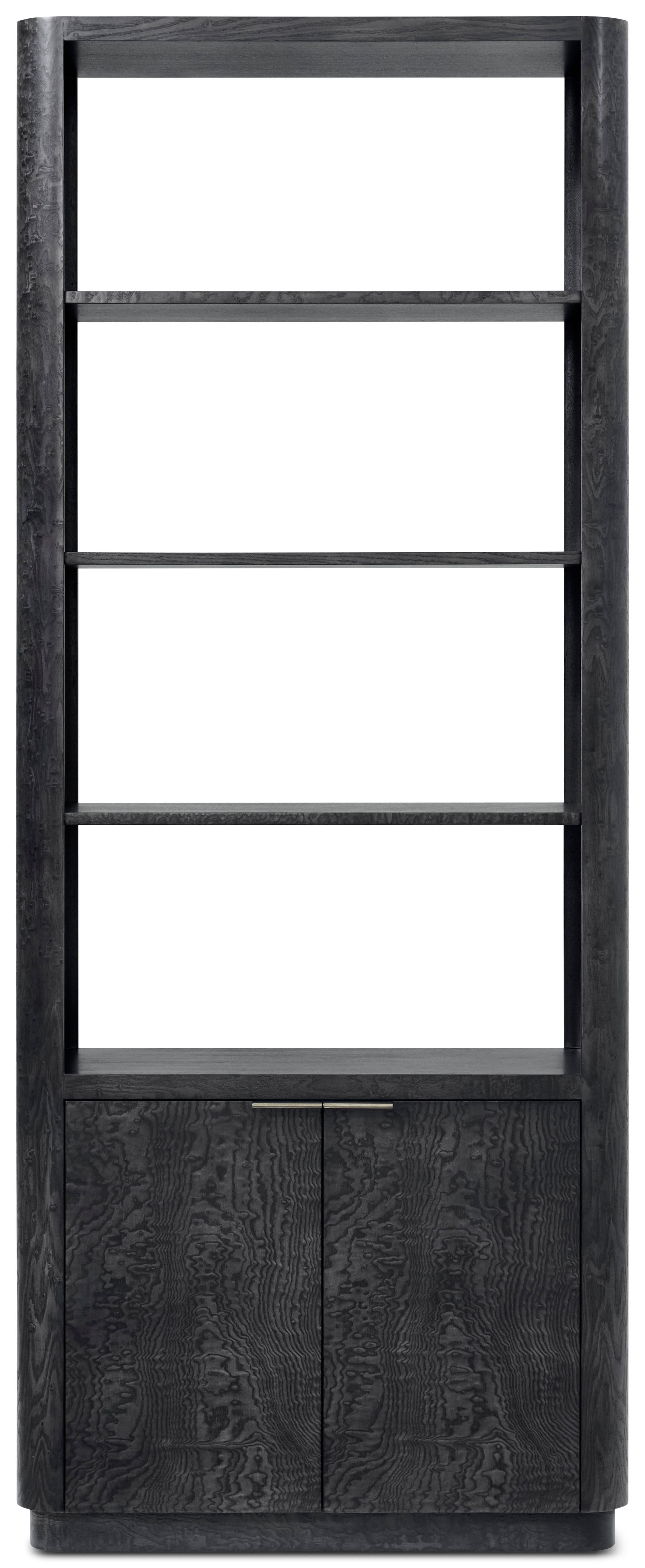 Kesden Bookshelf in VCF1798_silent_black_MCF586_kesden_brass / Brass, Wood, Veneer - Theodore Alexander