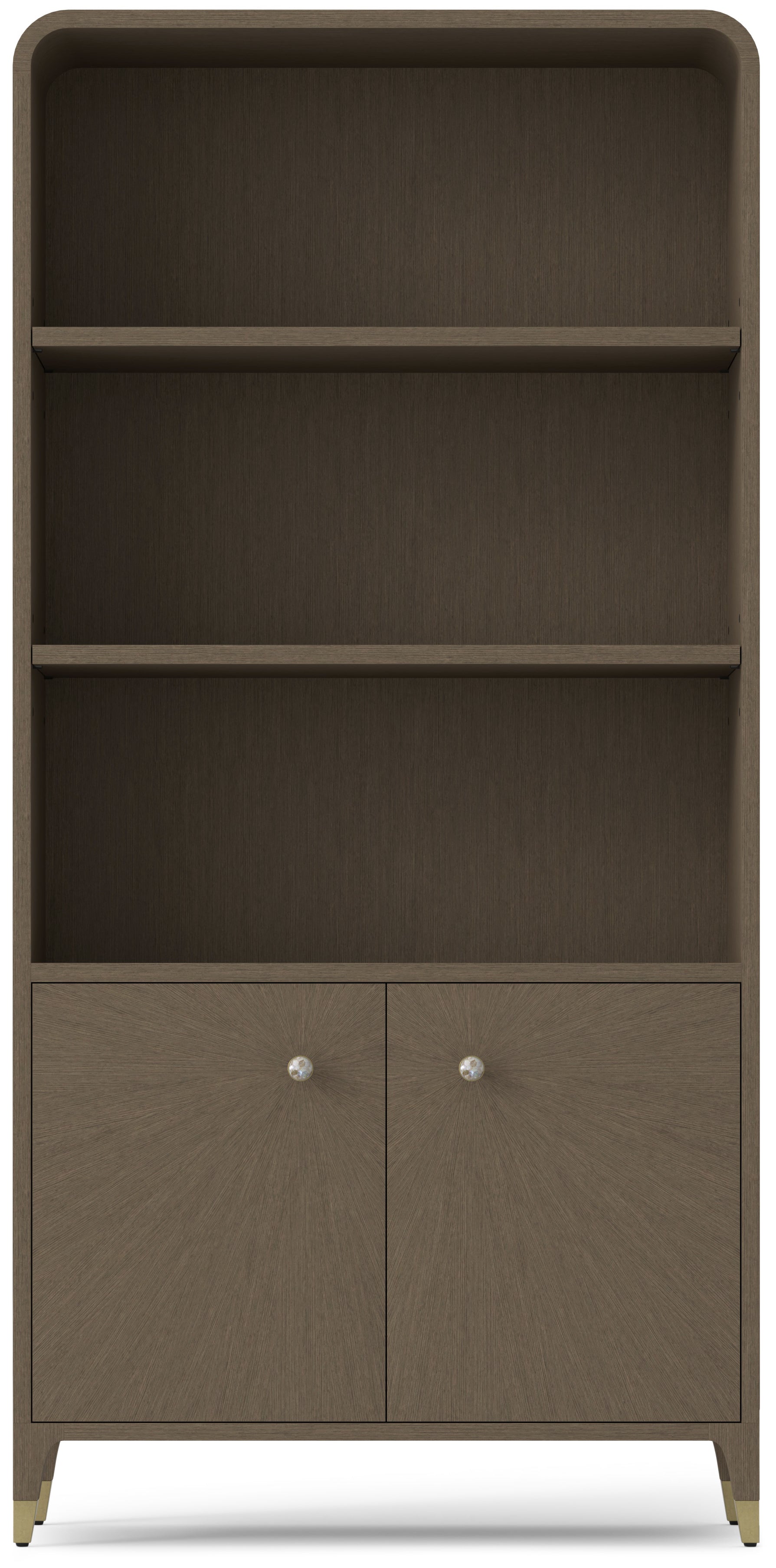 Judith Leiber Bookcase II in Oak Wood, Oak Veneer, Brass, Mother of Pearl - Theodore Alexander