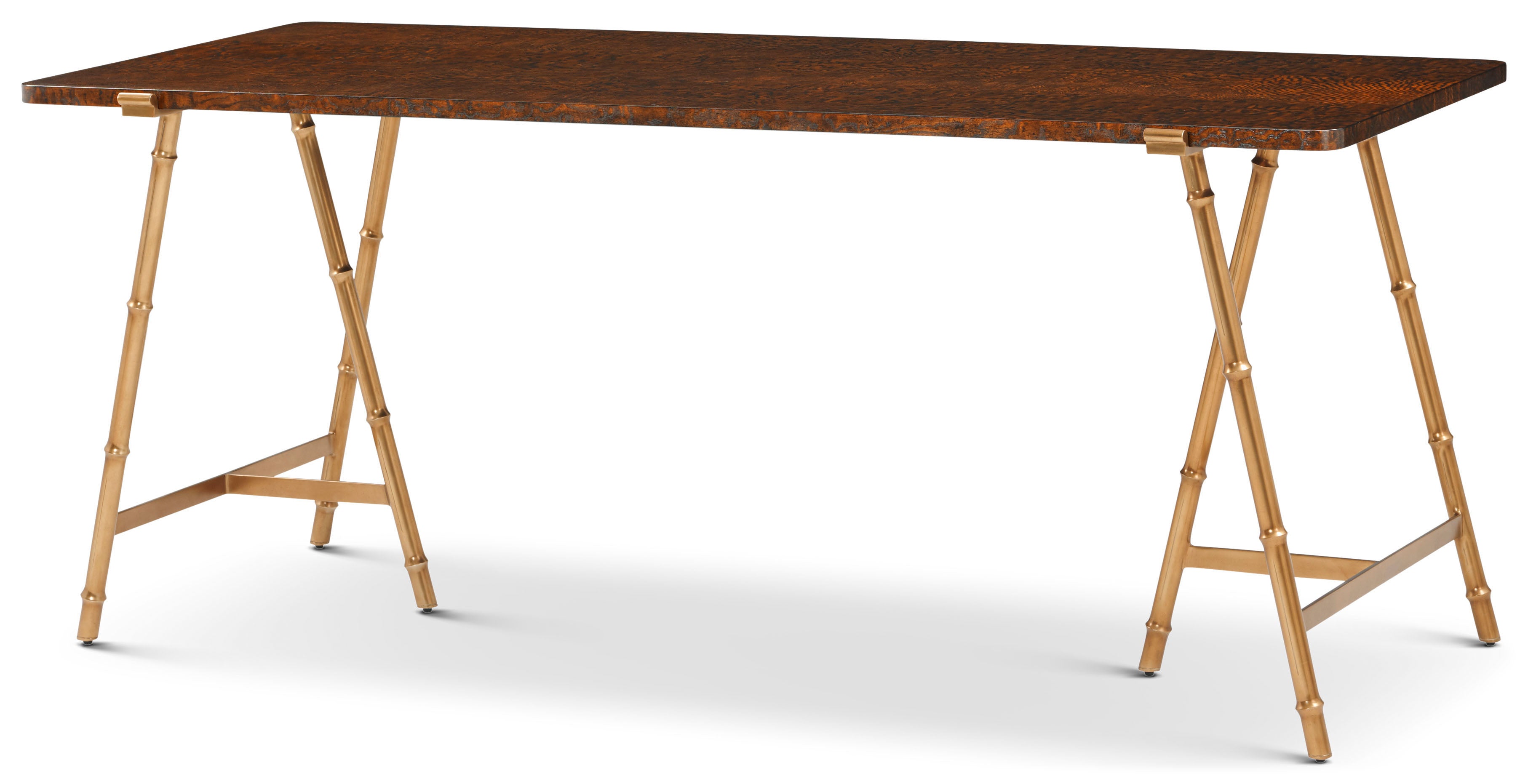 Kesden Desk in VCF1801_pyramid_brown_MCF538.B_satin_brass / Brass, Wood, Veneer - Theodore Alexander
