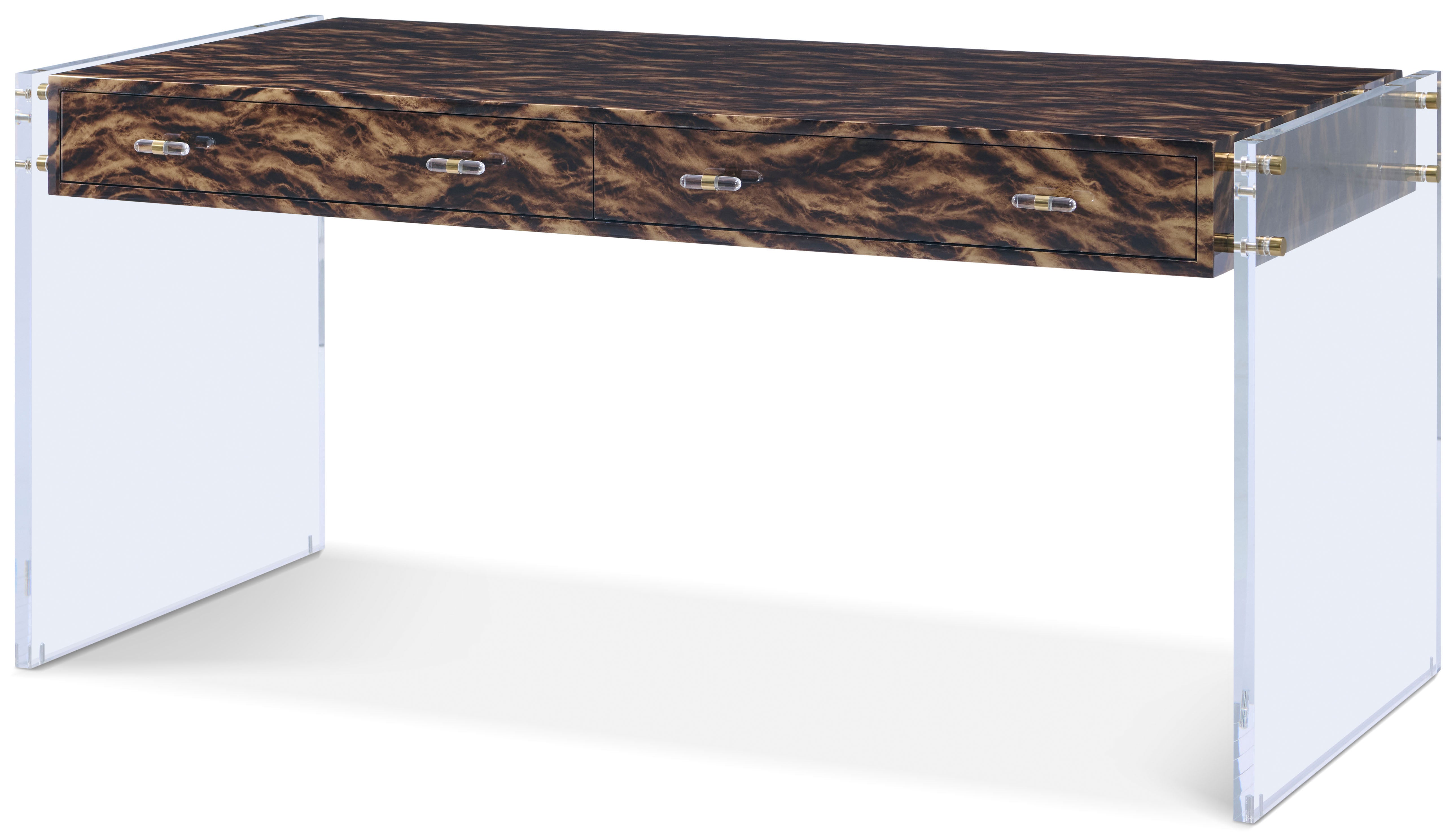 Arakan Desk in Stainless Steel, Acrylic - Theodore Alexander