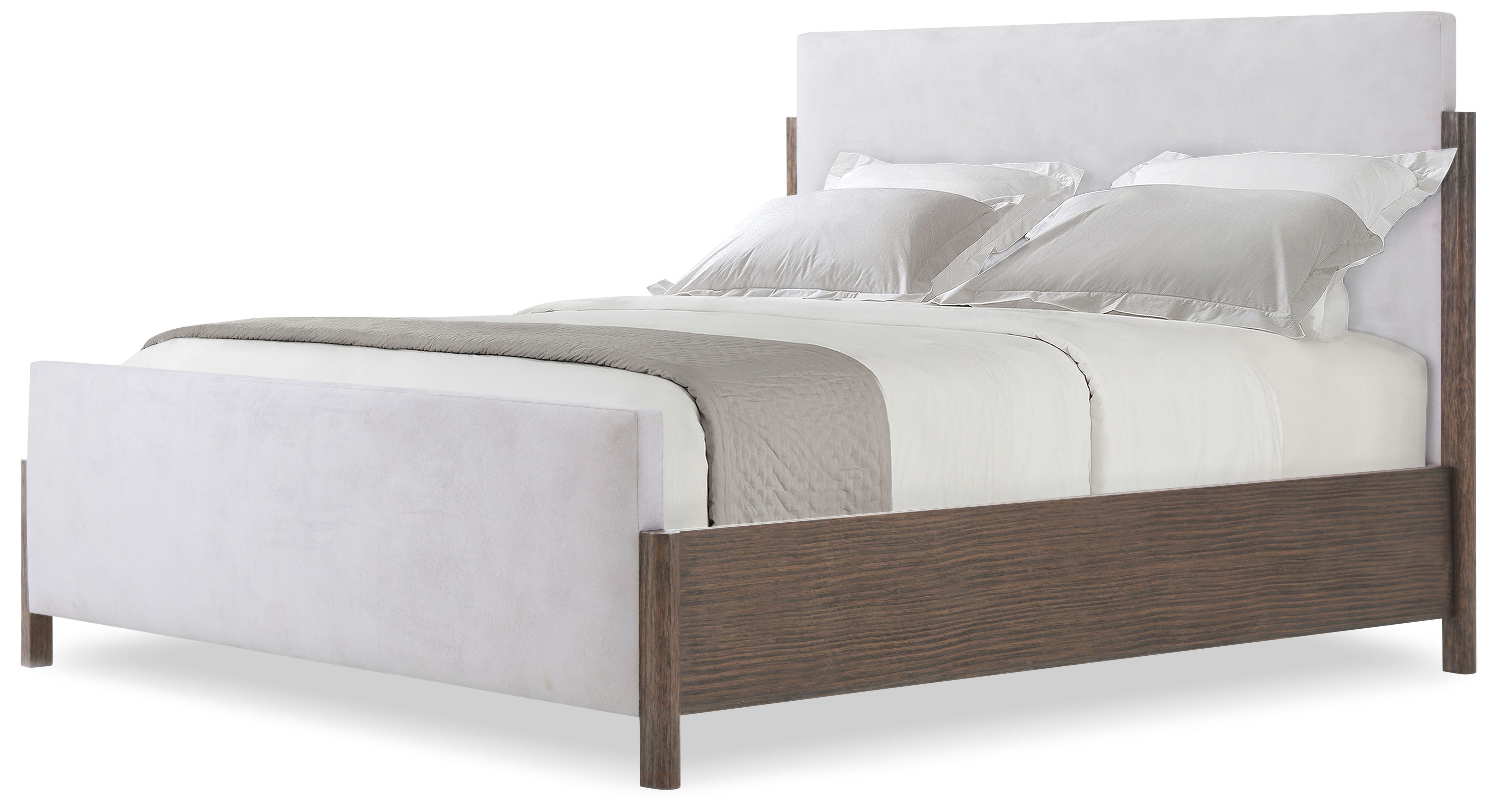 Urbane Upholstered US Queen Bed in Pine Wood, Pine Veneer - Theodore Alexander