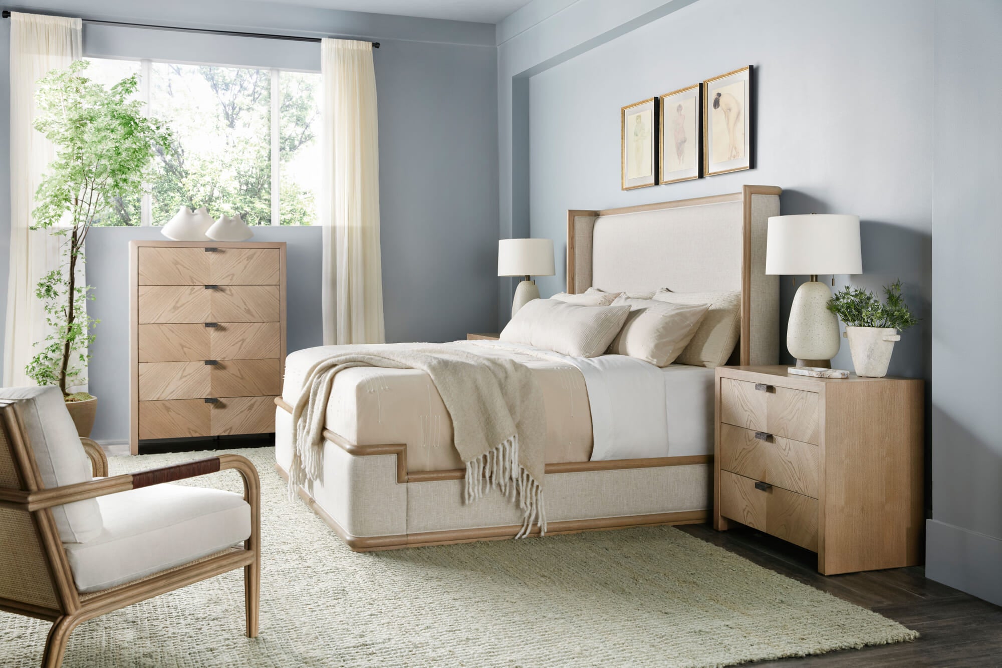 Catalina Upholstered US King Bed - Beds by Theodore Alexander