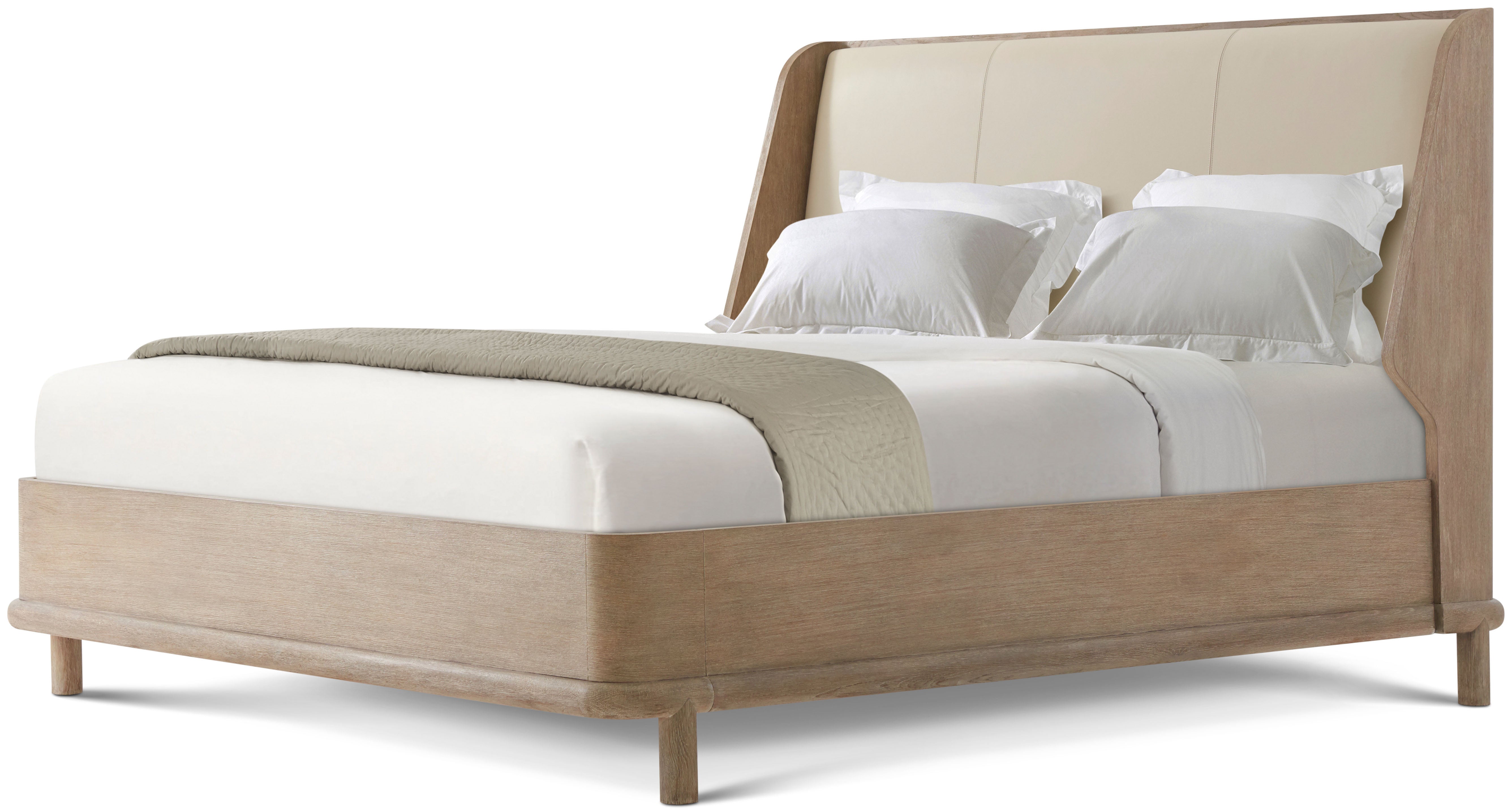 Repose Wooden With Upholstered Headboard US King Bed in PCF1175.1K2HA3F_Grey_Oak / Wood - Theodore Alexander