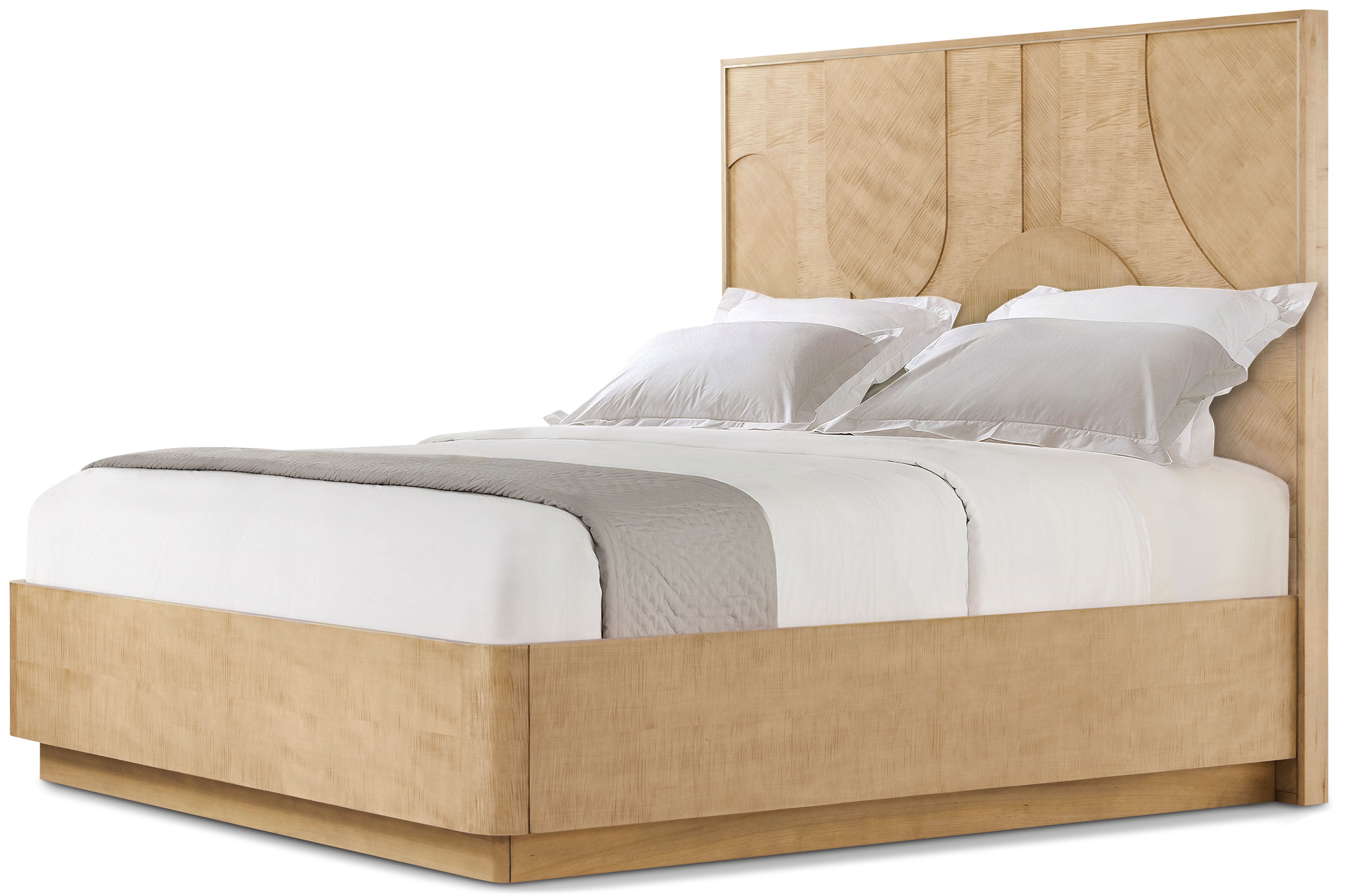 Origins Plinth US Queen Bed in VCF1851_Sesame_VCF1852_Sesame_MCF577.B_Starlight / Maple Wood, Sycamore Veneer - Theodore Alexander