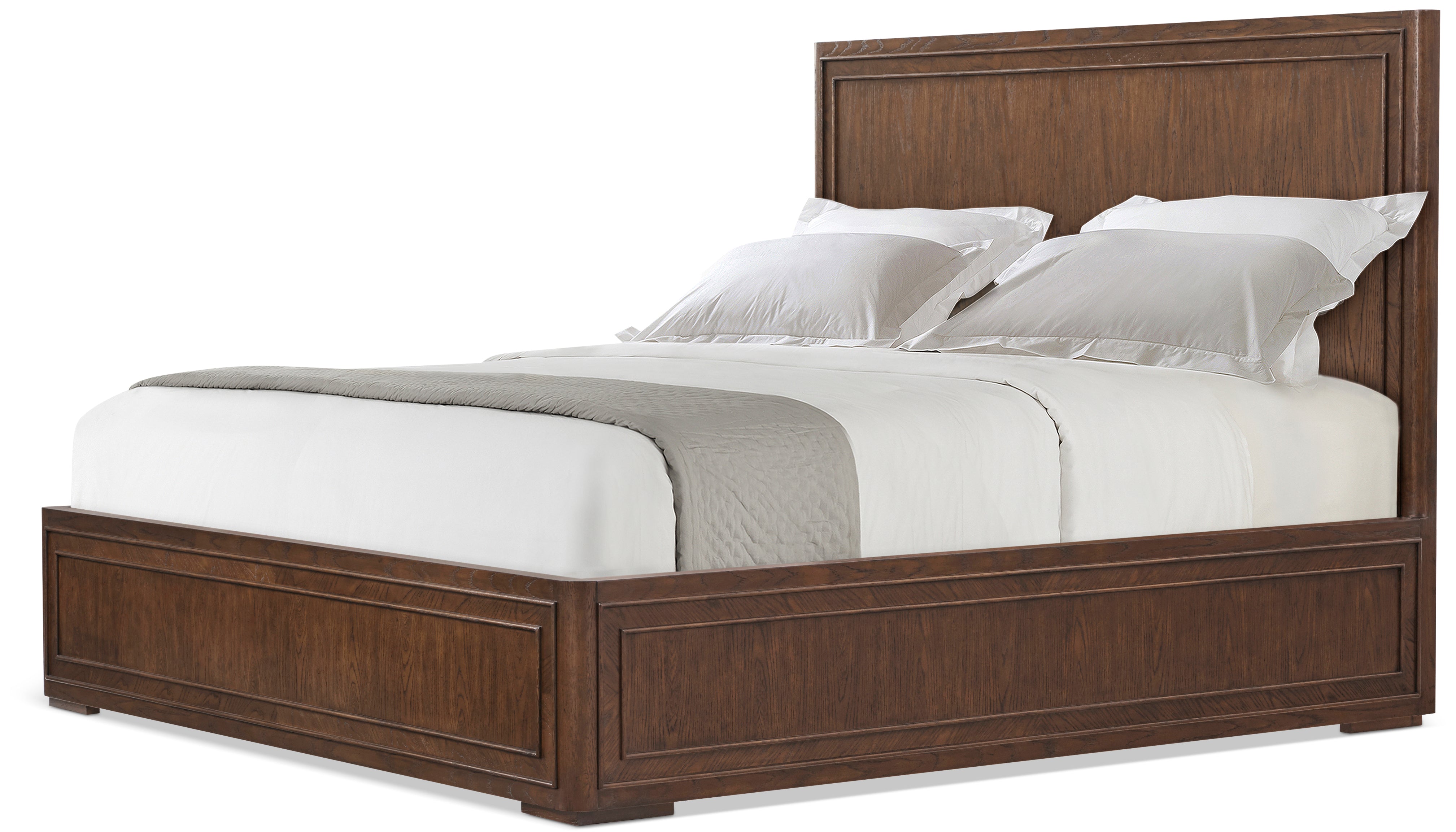 Surrey US Queen Wood Bed in VCF1883_Brownstone / Oak Wood, Oak Veneer - Theodore Alexander