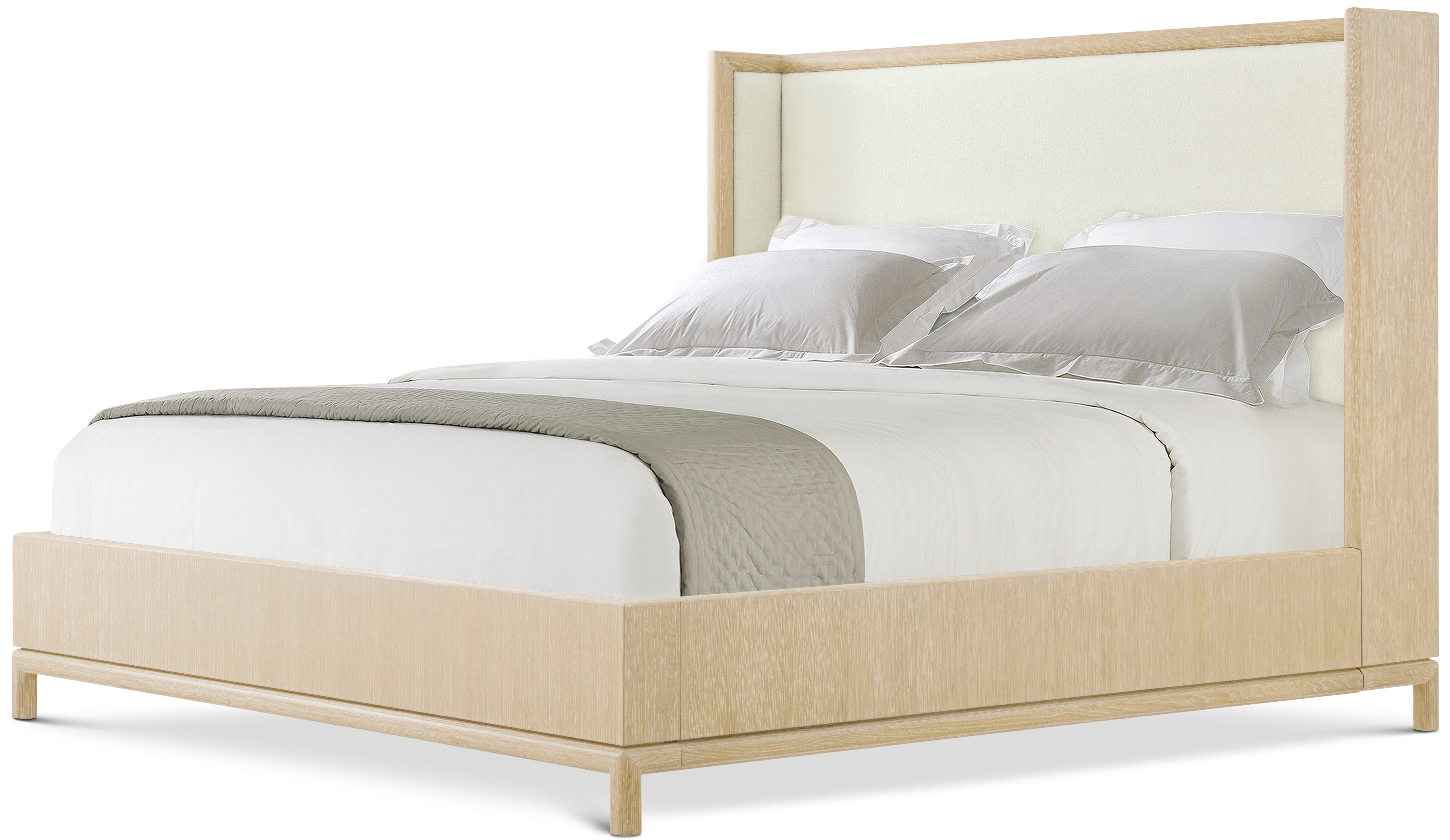 Montauk Upholstered US Queen Bed in Oak Wood, Oak Veneer - Theodore Alexander