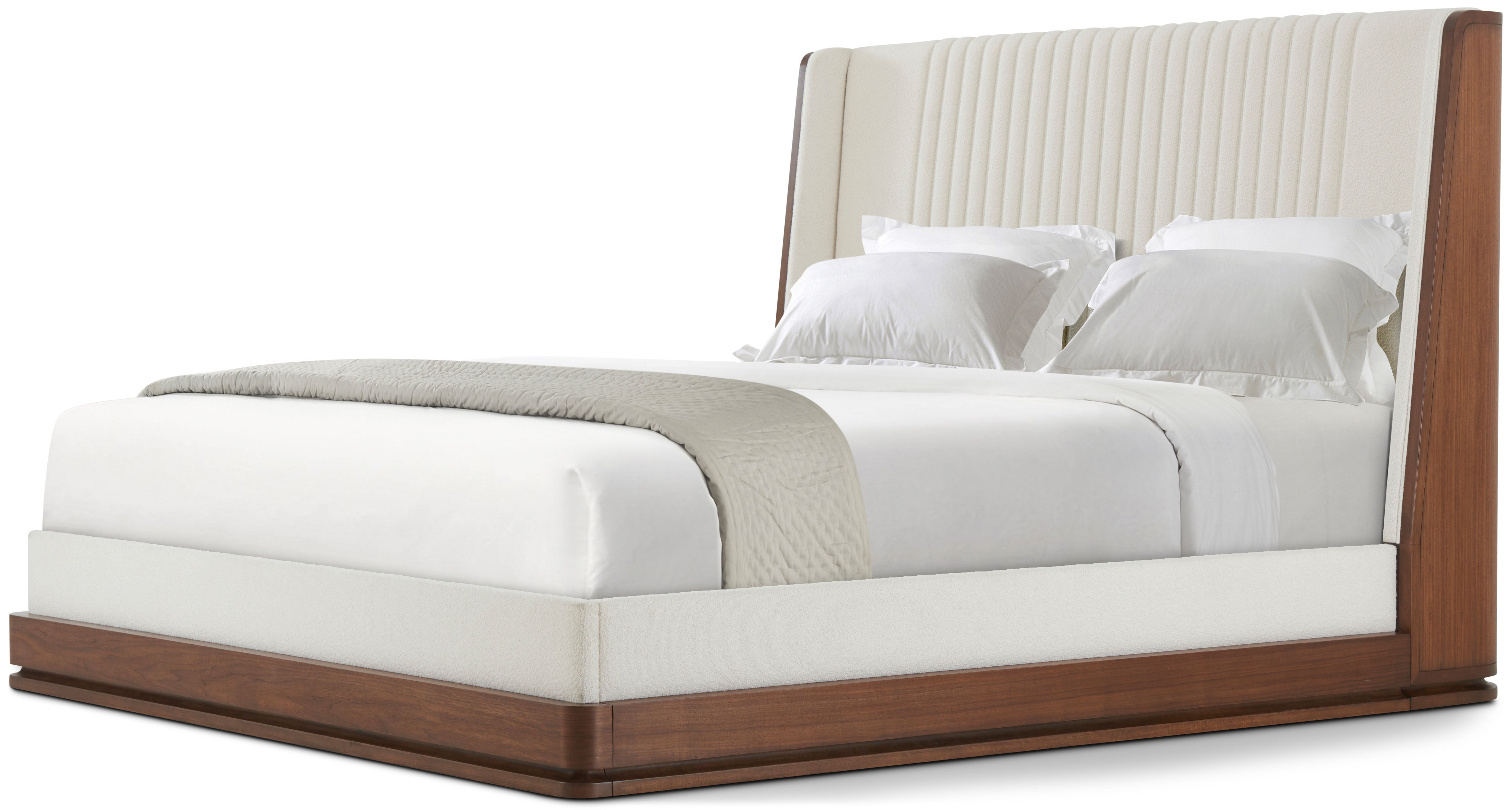 Coronet Walnut Channel Bed in Beech Wood, Walnut Veneer - Theodore Alexander