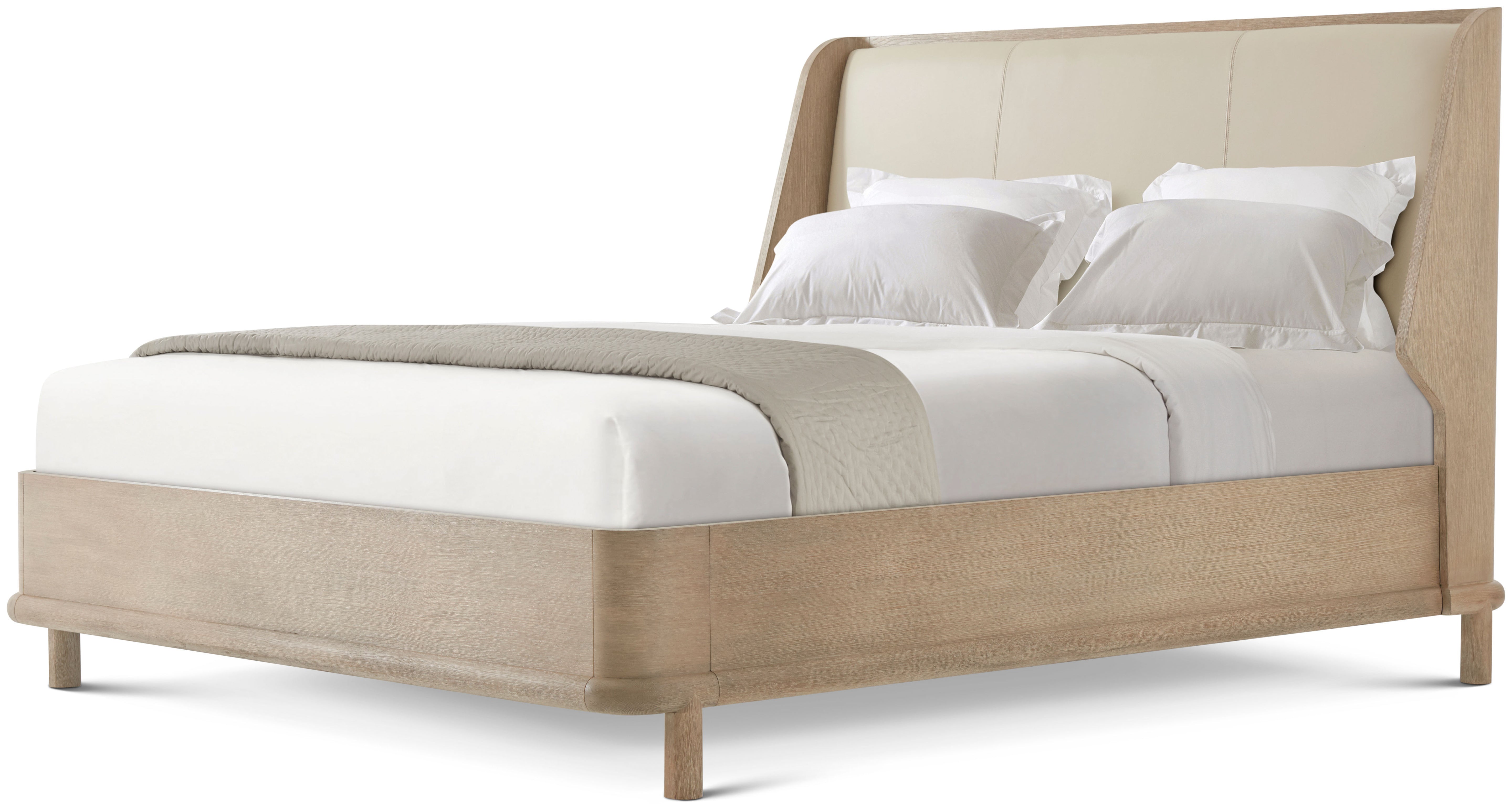 Repose Wooden With Upholstered Headboard US King Bed in PCF1175.1K2HA3F_Grey_Oak / Wood - Theodore Alexander