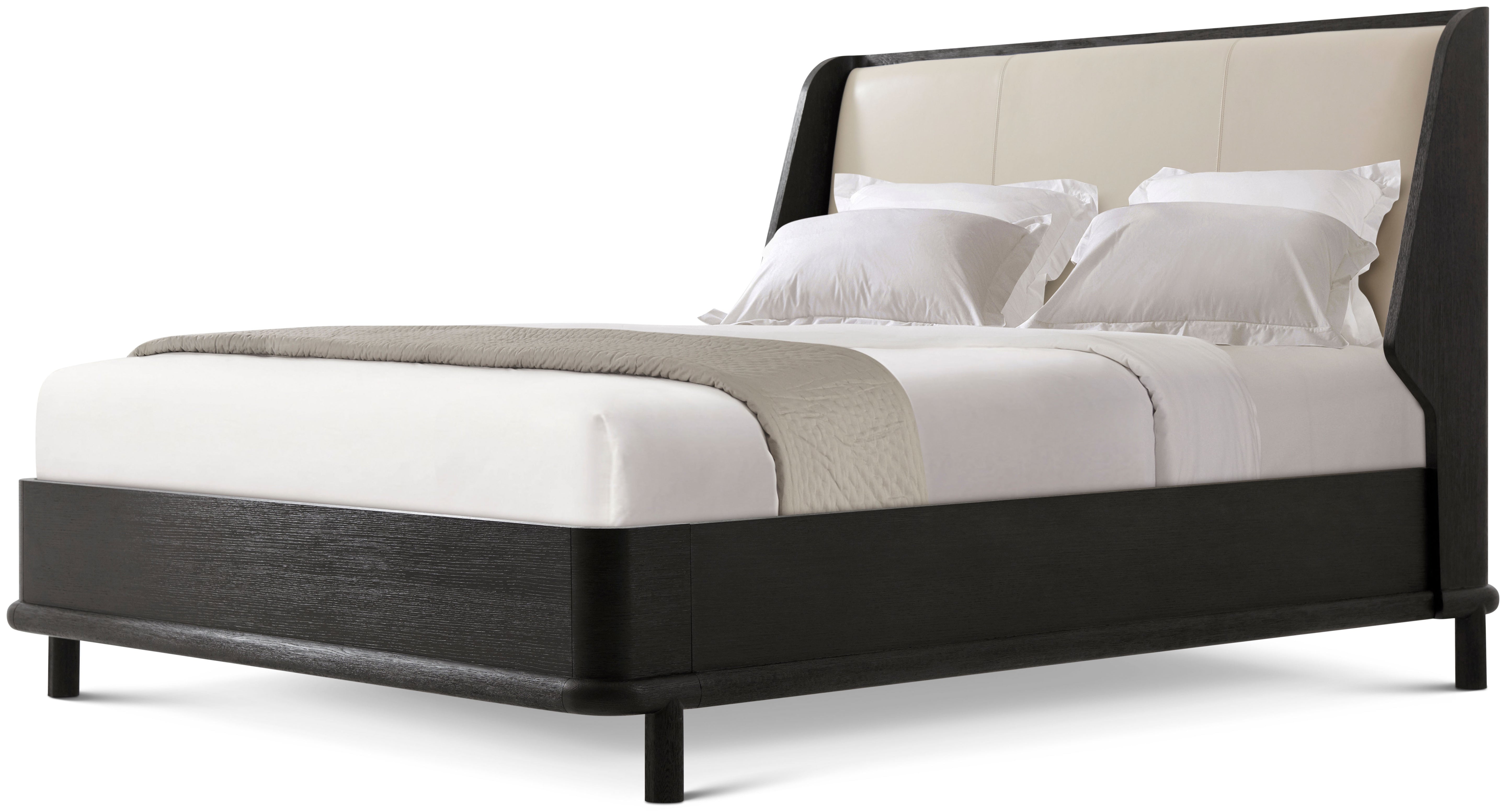 Repose Wooden With Upholstered Headboard US Queen Bed in PCF1186.1L2HA3F_Charcoal_Oak / Wood - Theodore Alexander