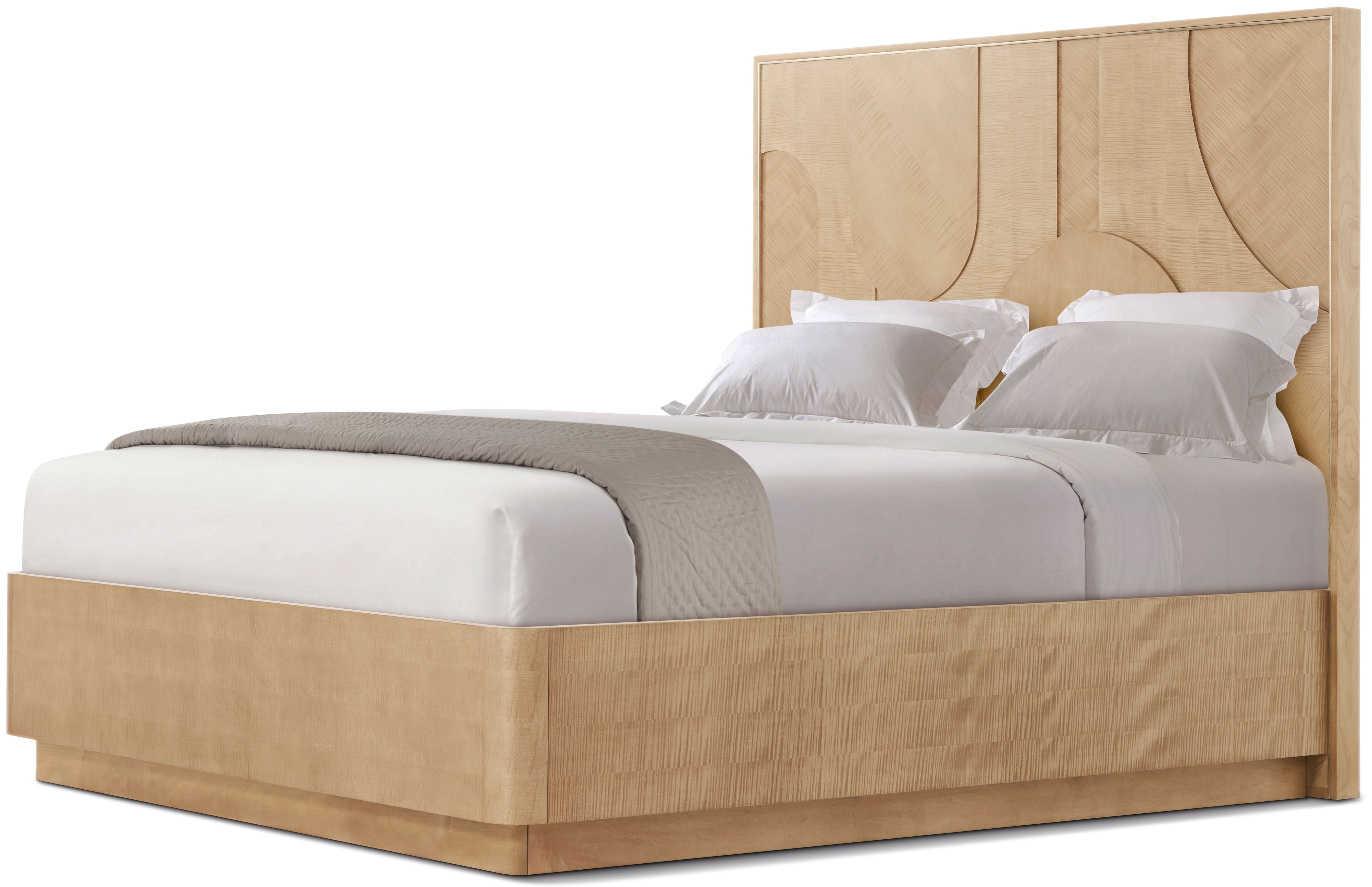 Origins Plinth US Queen Bed in VCF1851_Sesame_VCF1852_Sesame_MCF577.B_Starlight / Maple Wood, Sycamore Veneer - Theodore Alexander