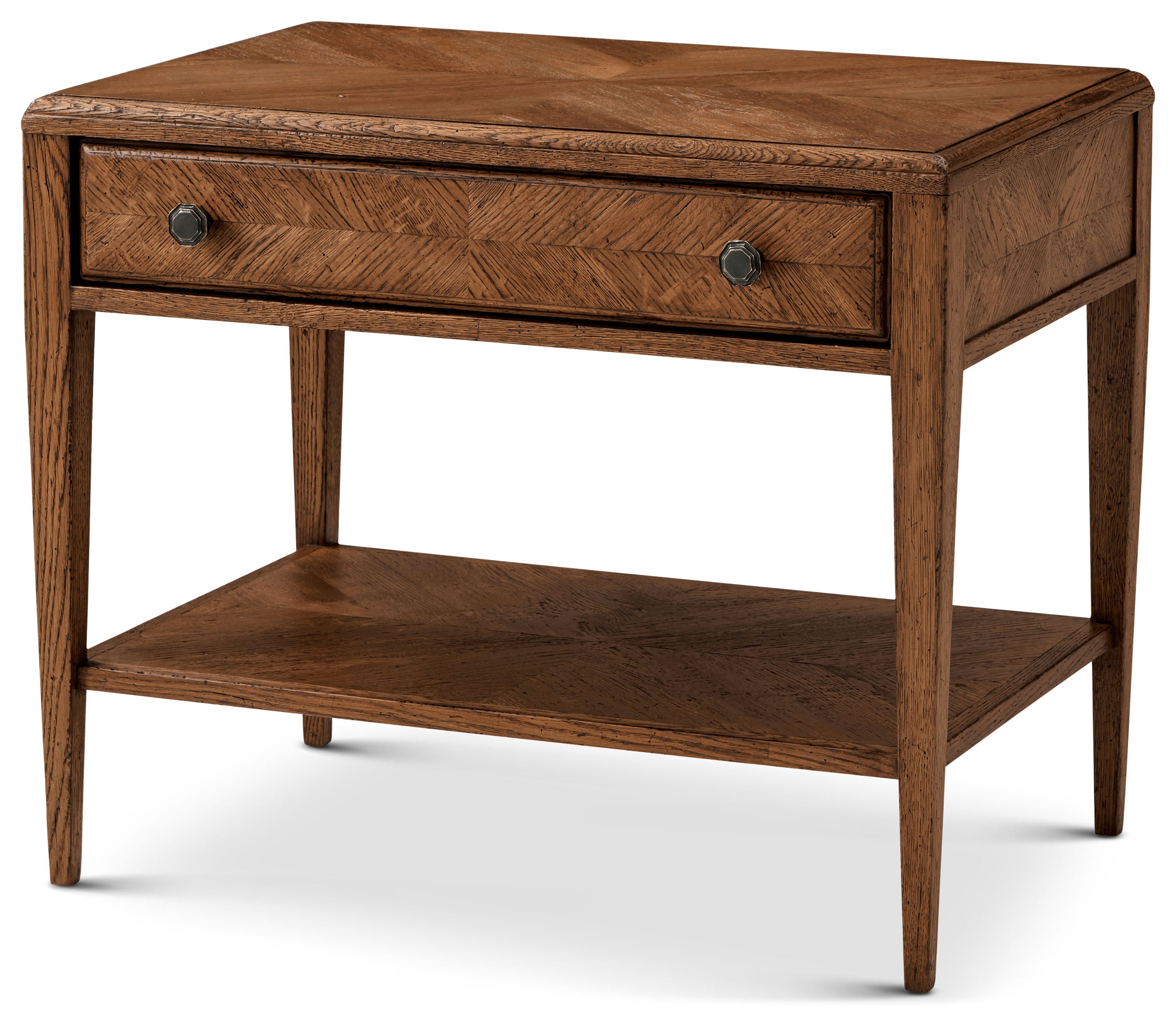 Nova Drawer Side Table in VCF1672.1C2M3F_Dusk_Finish / Solid Wood, Veneer, Aluminium - Theodore Alexander