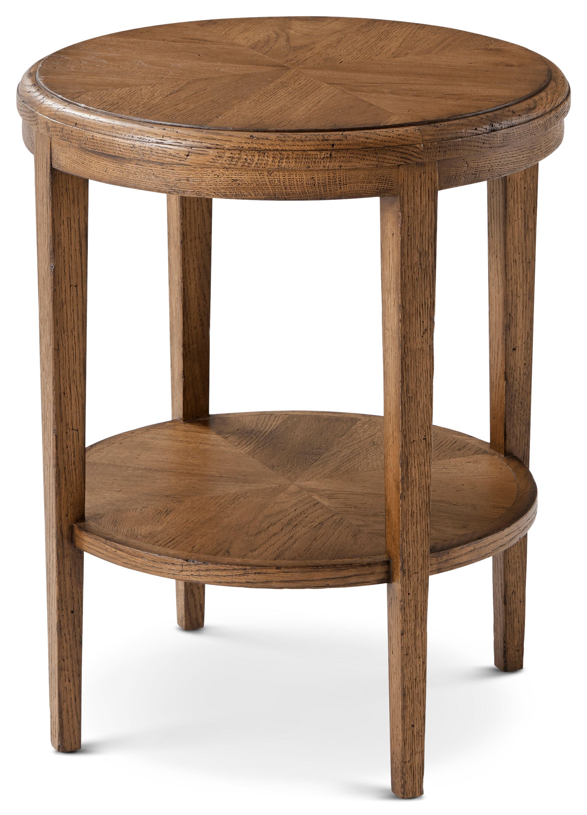 Nova Two Tiered Round Side Table in VCF1671.1C2M3F_Dawn_Finish / Solid Wood, Veneer - Theodore Alexander