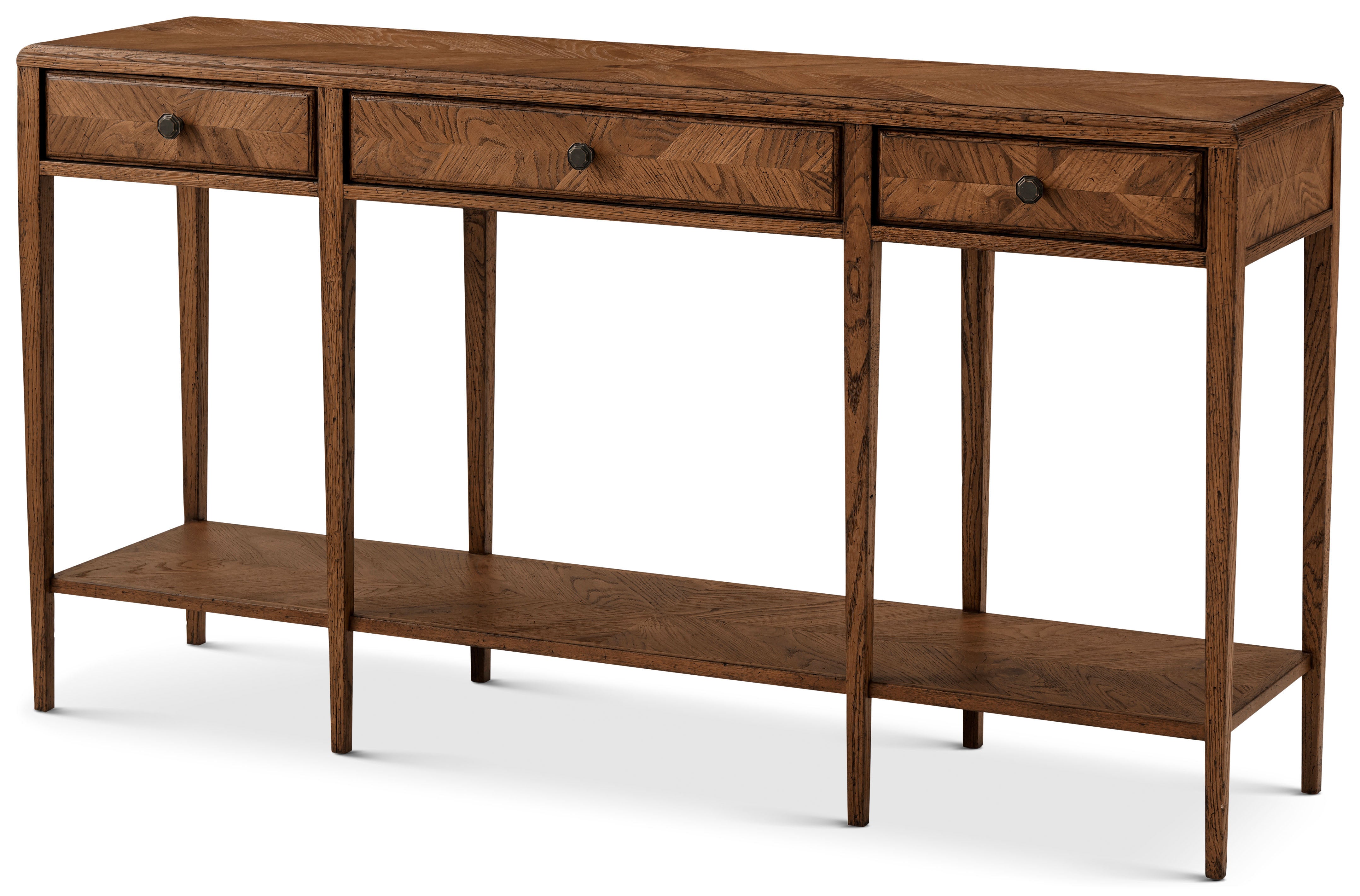 Nova Two Tiered Console Table in VCF1672.1C2M3F_Dusk_Finish / Oak, Veneer, Aluminium - Theodore Alexander