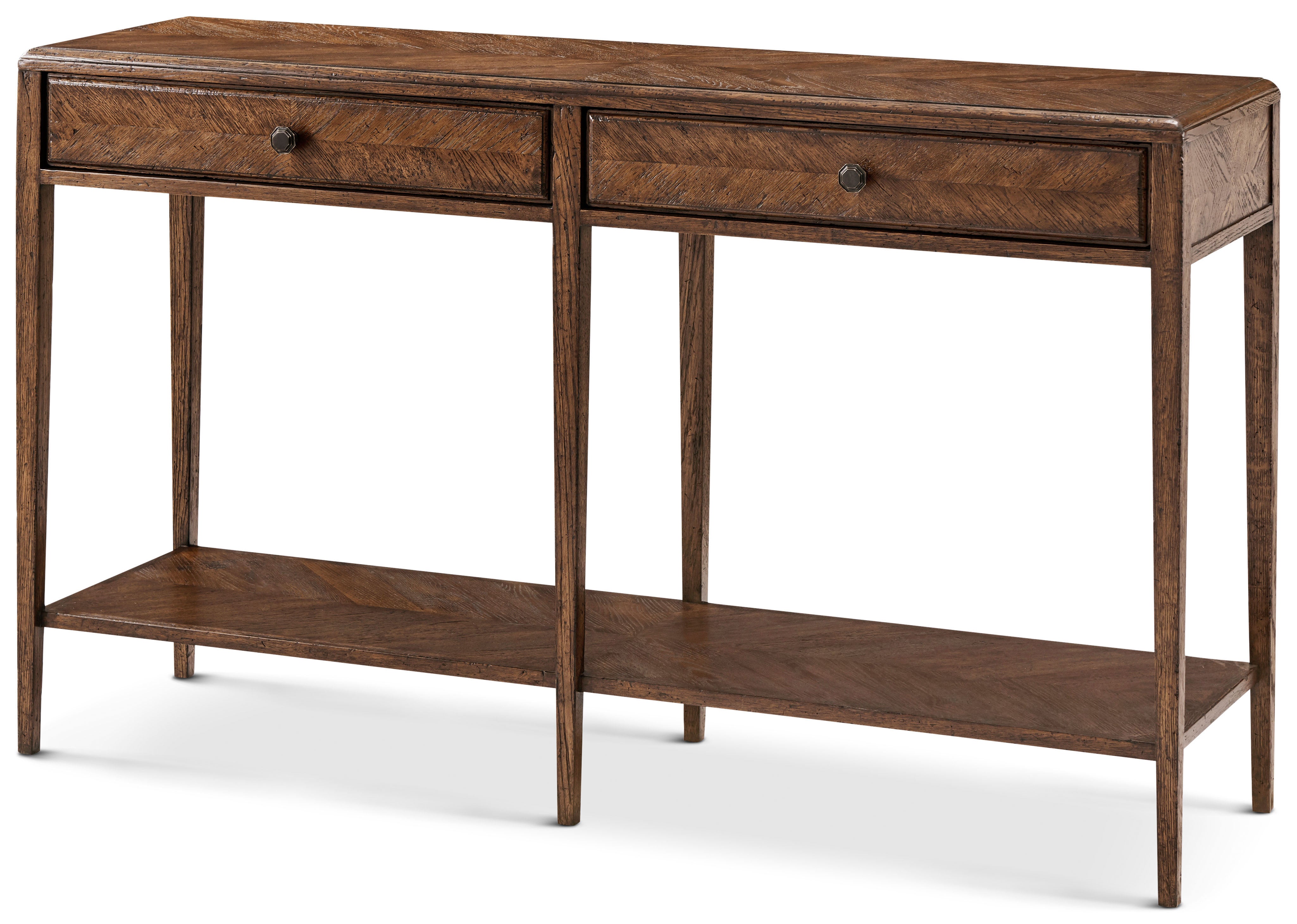 Nova Two Frieze Drawers Console Table in VCF1672.1C2M3F_Dusk_Finish / Oak, Veneer, Aluminium - Theodore Alexander
