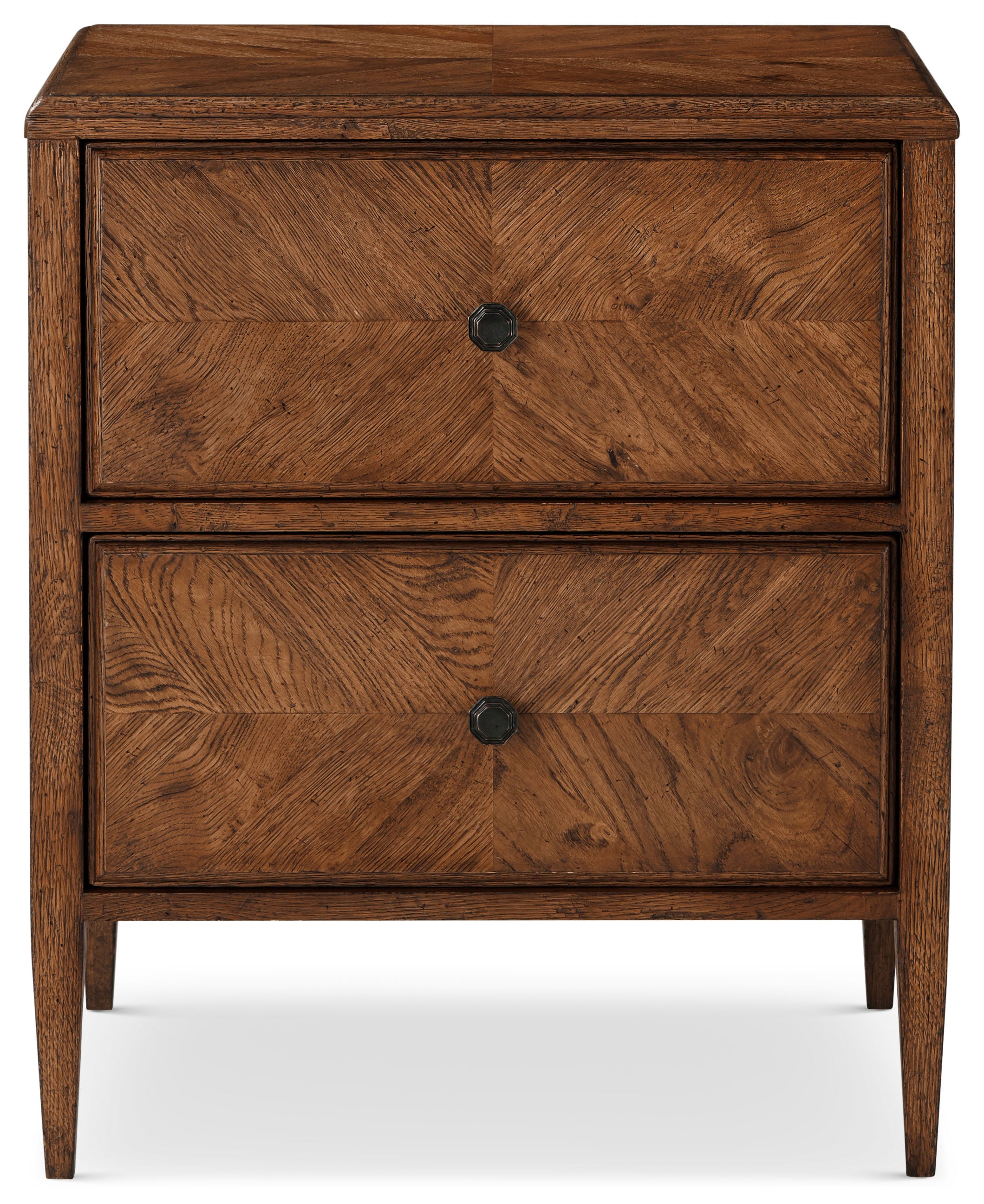 Nova Two Drawers Night Stand in VCF1672.1C2M3F_Dusk_Finish / Solid Wood, Veneer, Aluminium - Theodore Alexander
