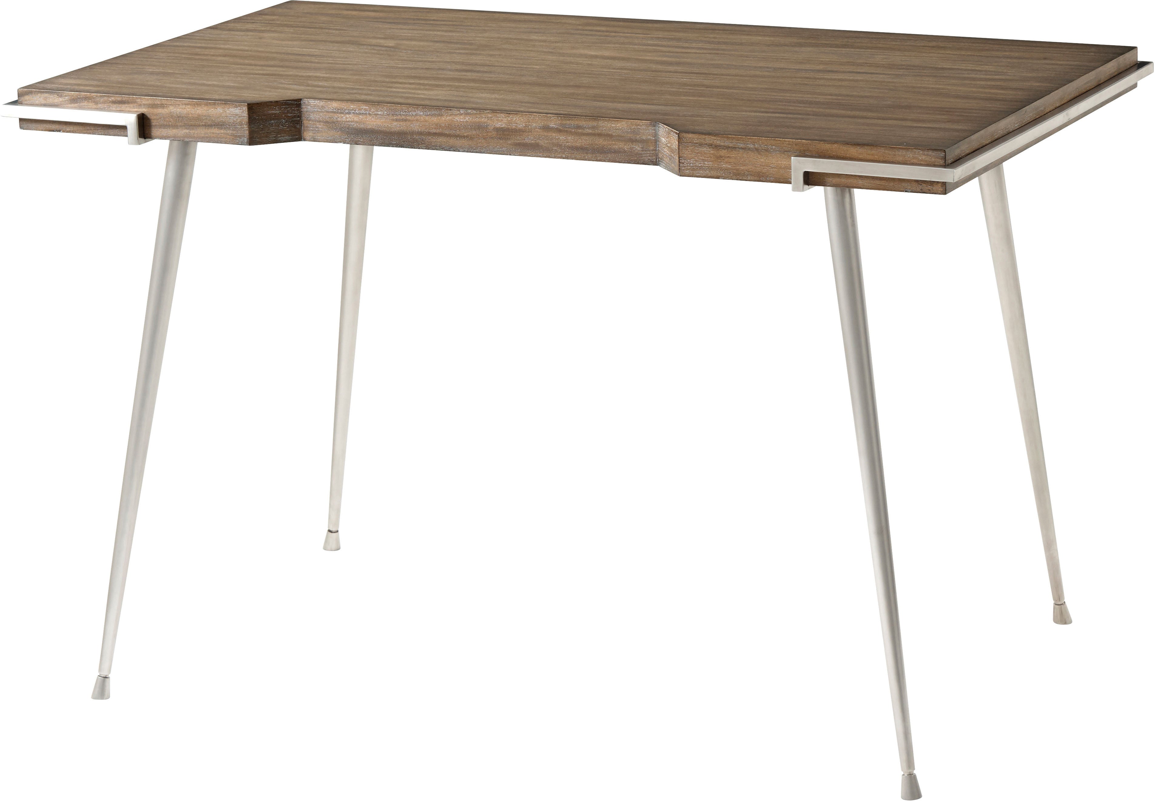 Cosmopolitian Writing Table in Primavera Veneer, Stainless Steel - Theodore Alexander