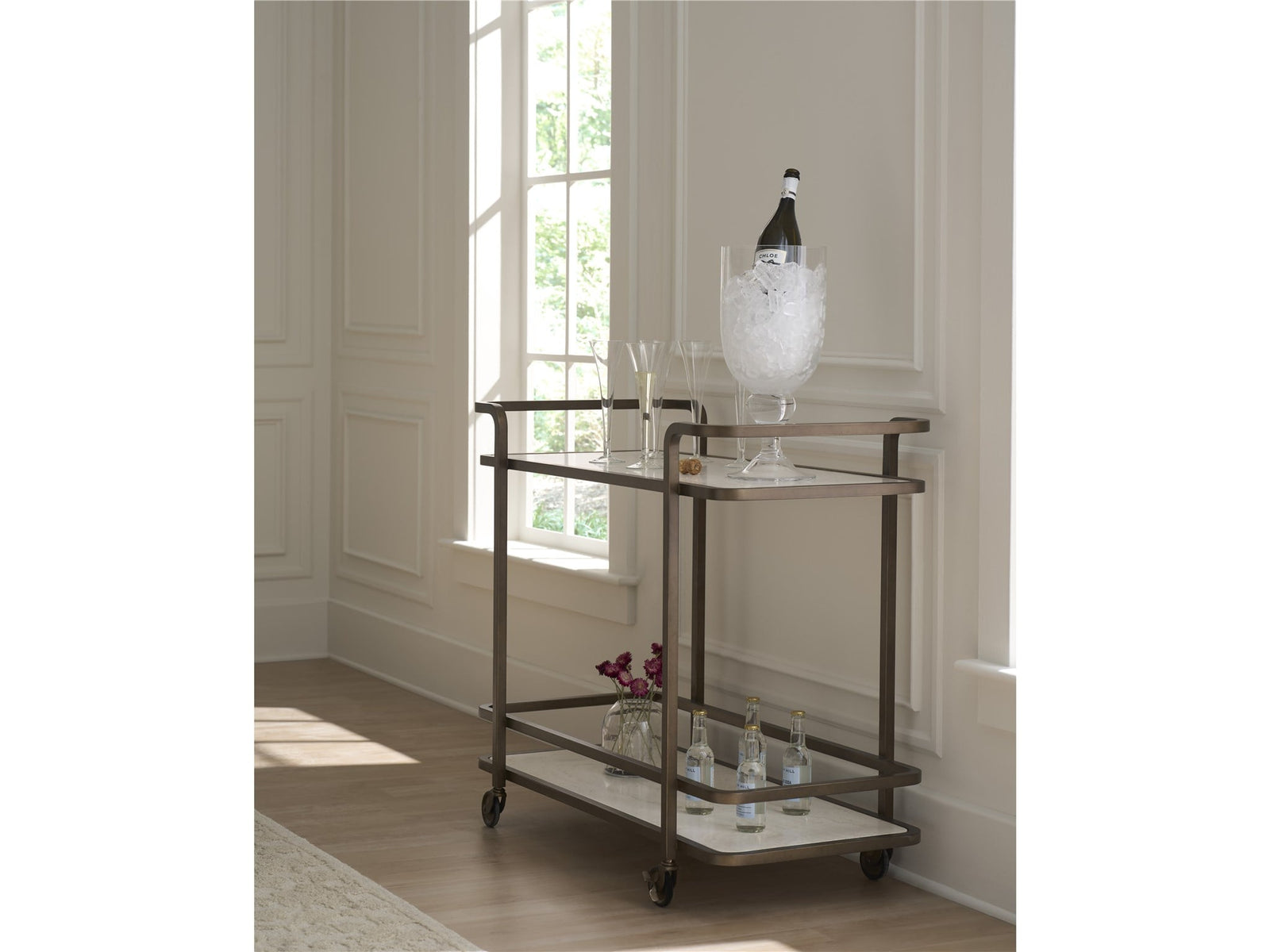 Modern Aged Gold Bar Cart