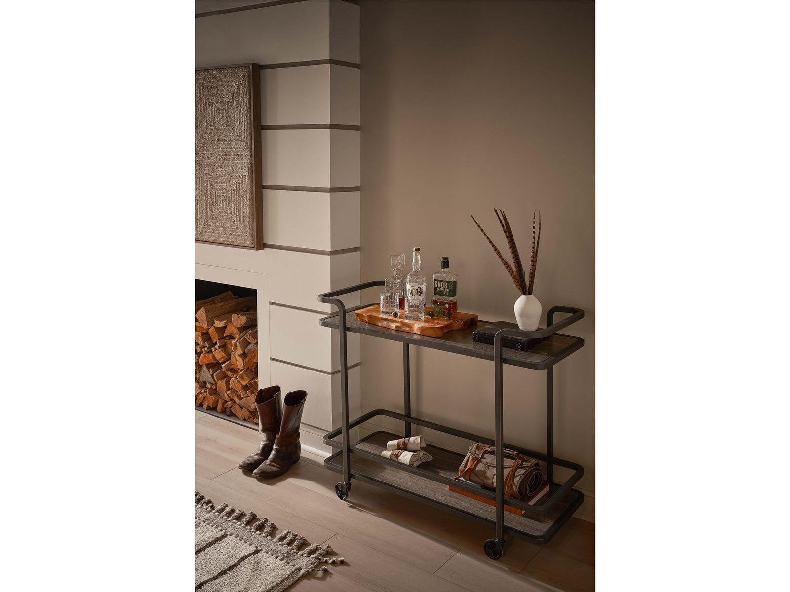 Modern Smoked Bronze Bar Cart