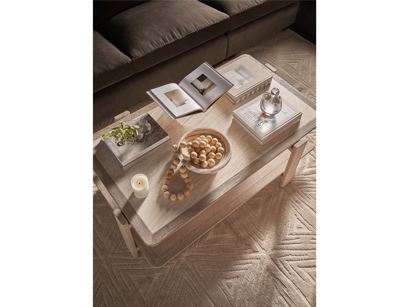 Modern Desert and Stone Cocktail Table