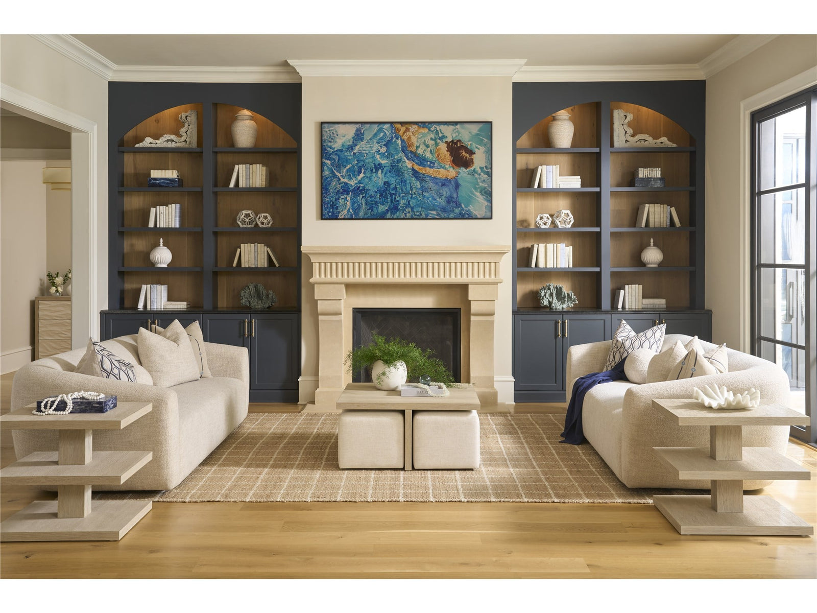 Oasis- Coastal Living Home Collection Dockside Cocktail Table with Ottomans