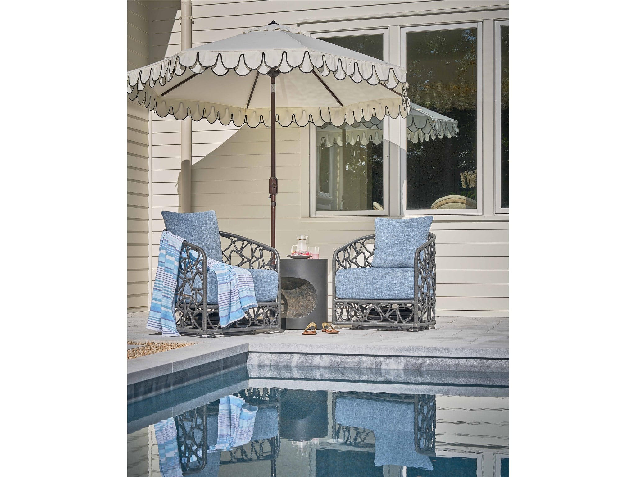 Coastal Living Outdoor Pebble Swivel Chair Outdoor - Special Order