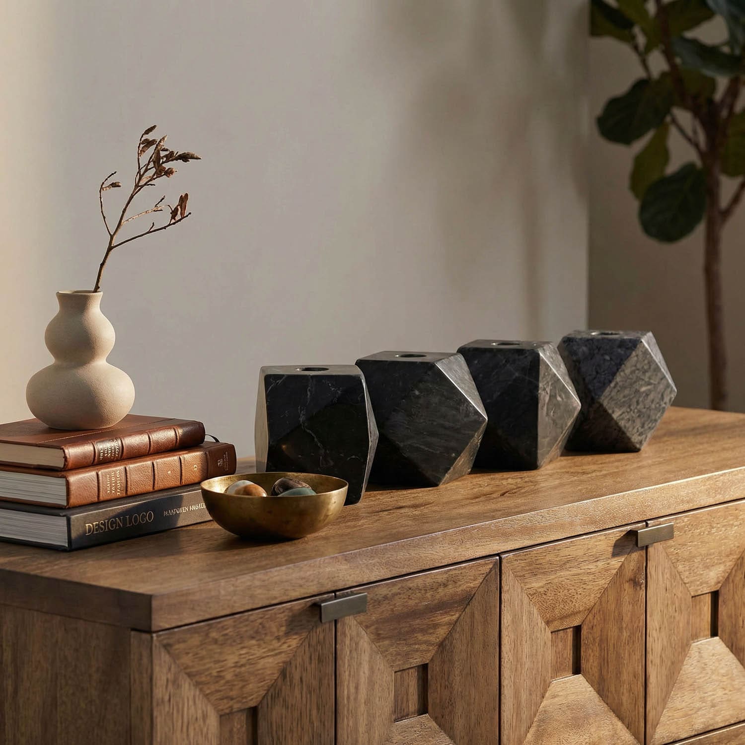 Polyhedron Decorative Candle Holder, Set of 4