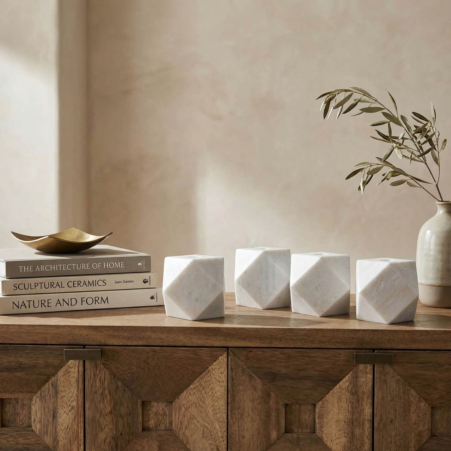 Polyhedron Decorative Candle Holder, Set of 4
