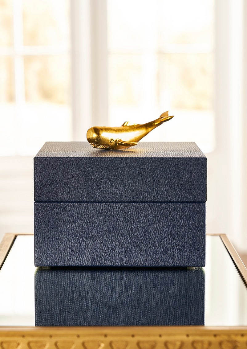 William Whale Box - Navy in 7 / Leather - Chelsea House