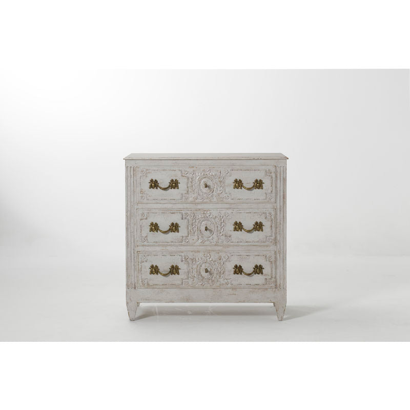Carved and Painted Bedside Chest