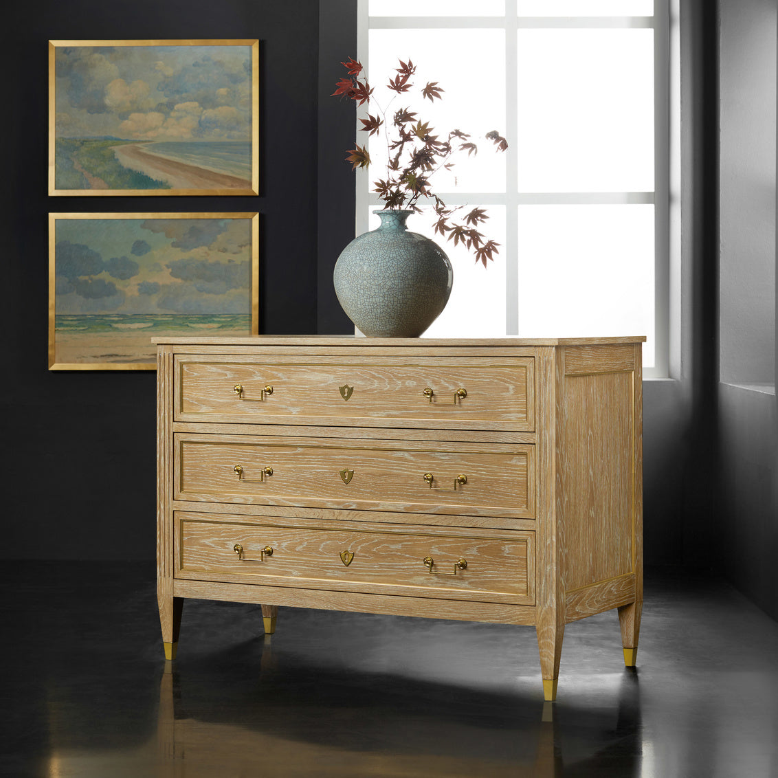 Modern History French Three Drawer Commode-Oak MH1181F02