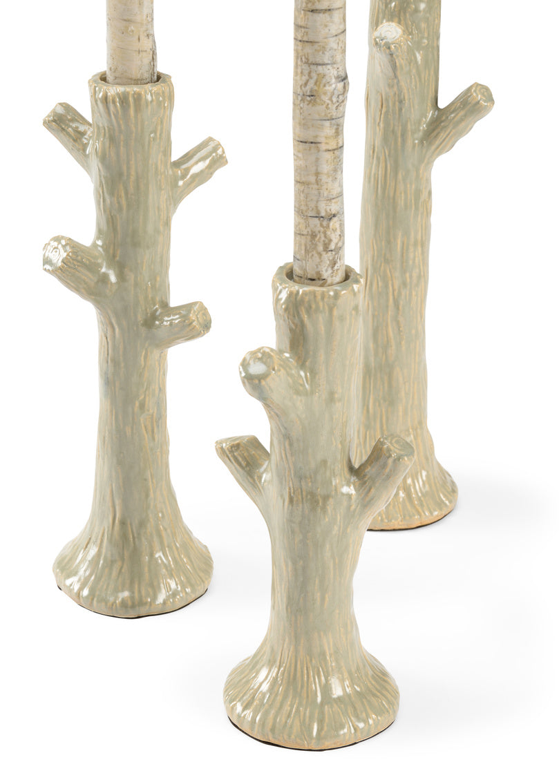 Faux Bois Candlesticks - Green (S3)