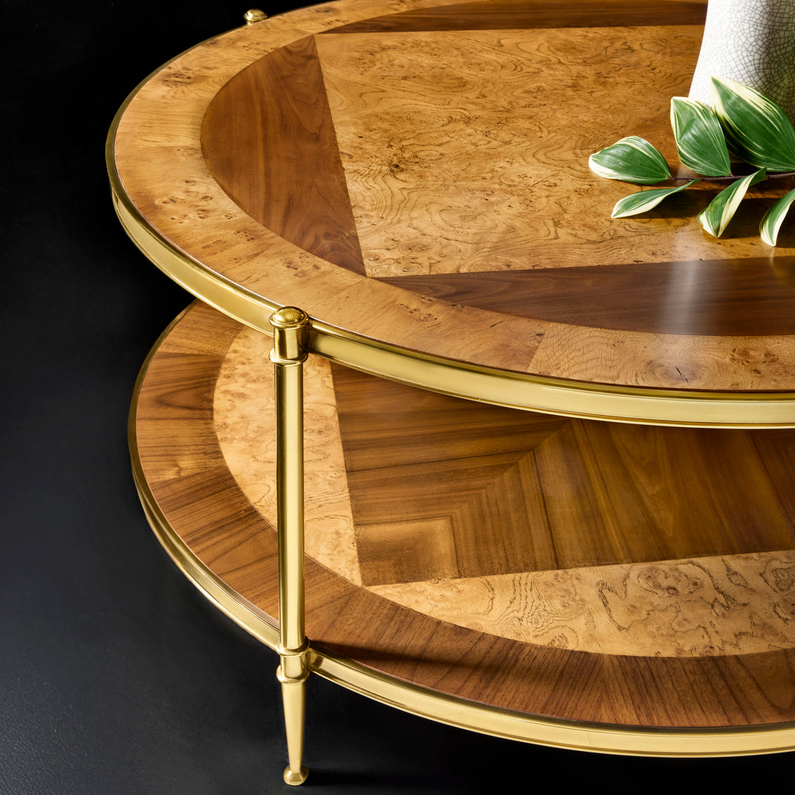 Modern History Oak Burl & Walnut Round Cocktail MH1211F01