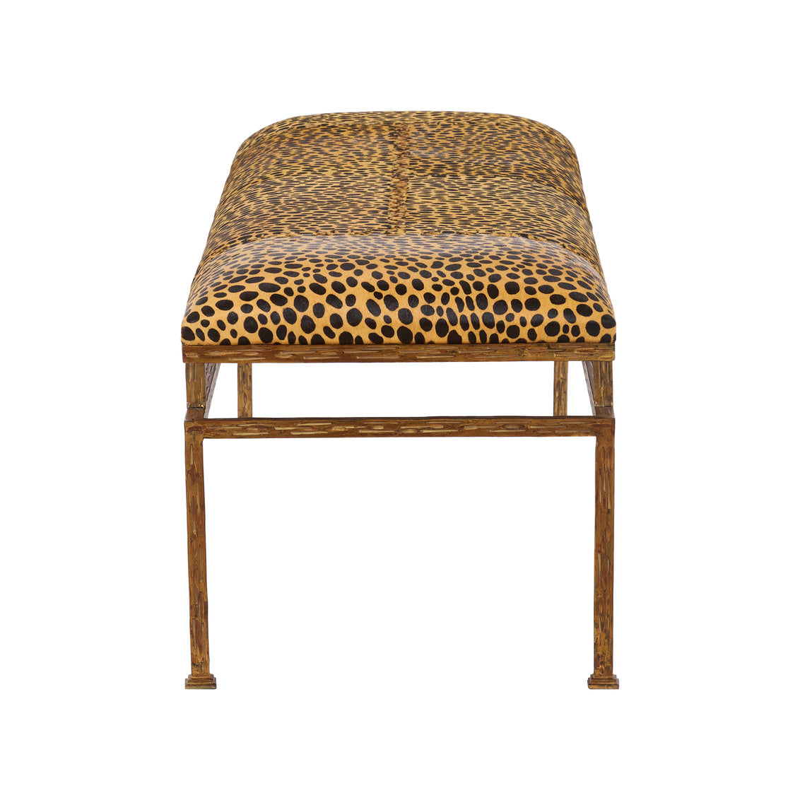 Leopard Metal Bench in Leopard Print / Hair on Hide - Chelsea House
