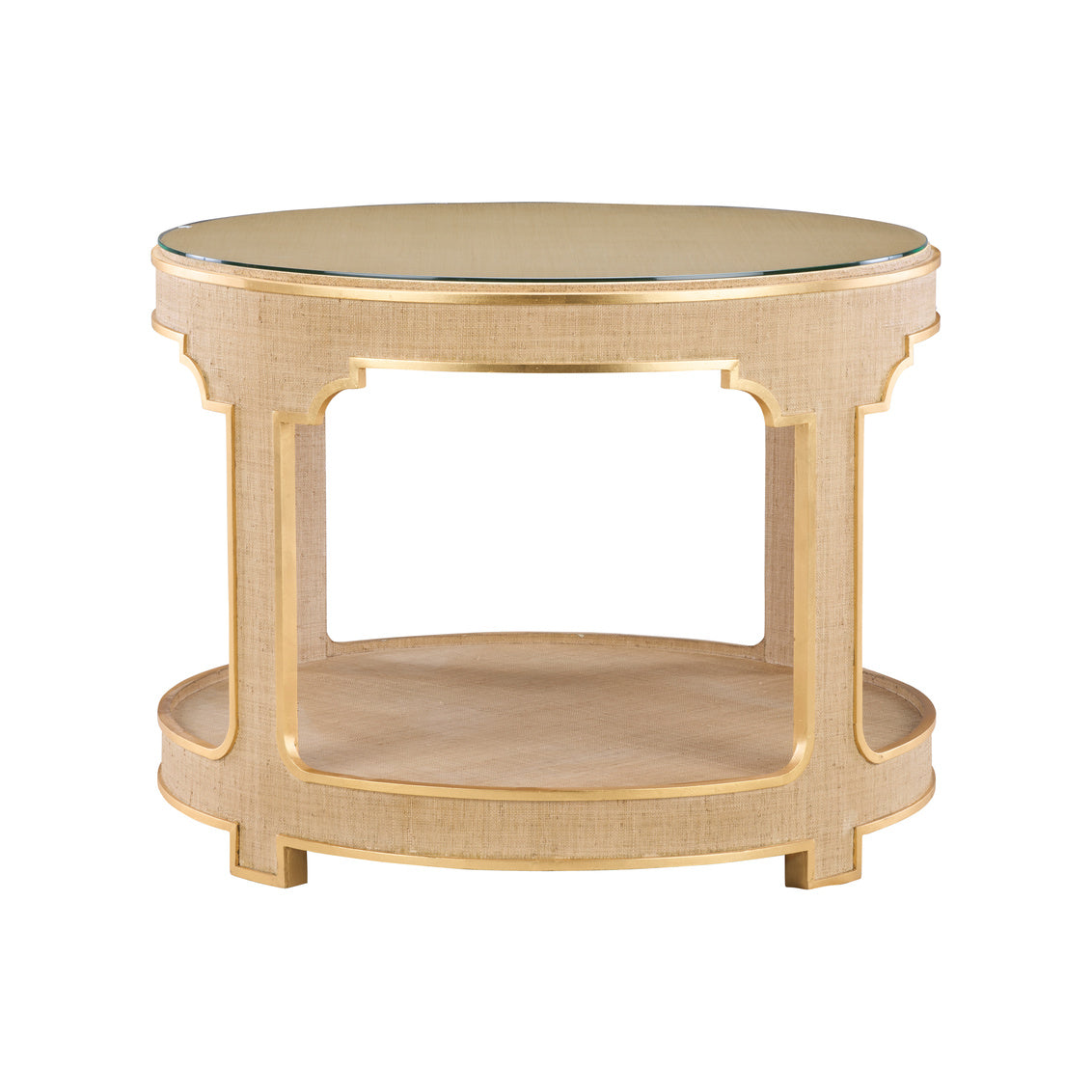 Yangon Hall Table - Natural in Cream/Gold / Raffia - Chelsea House