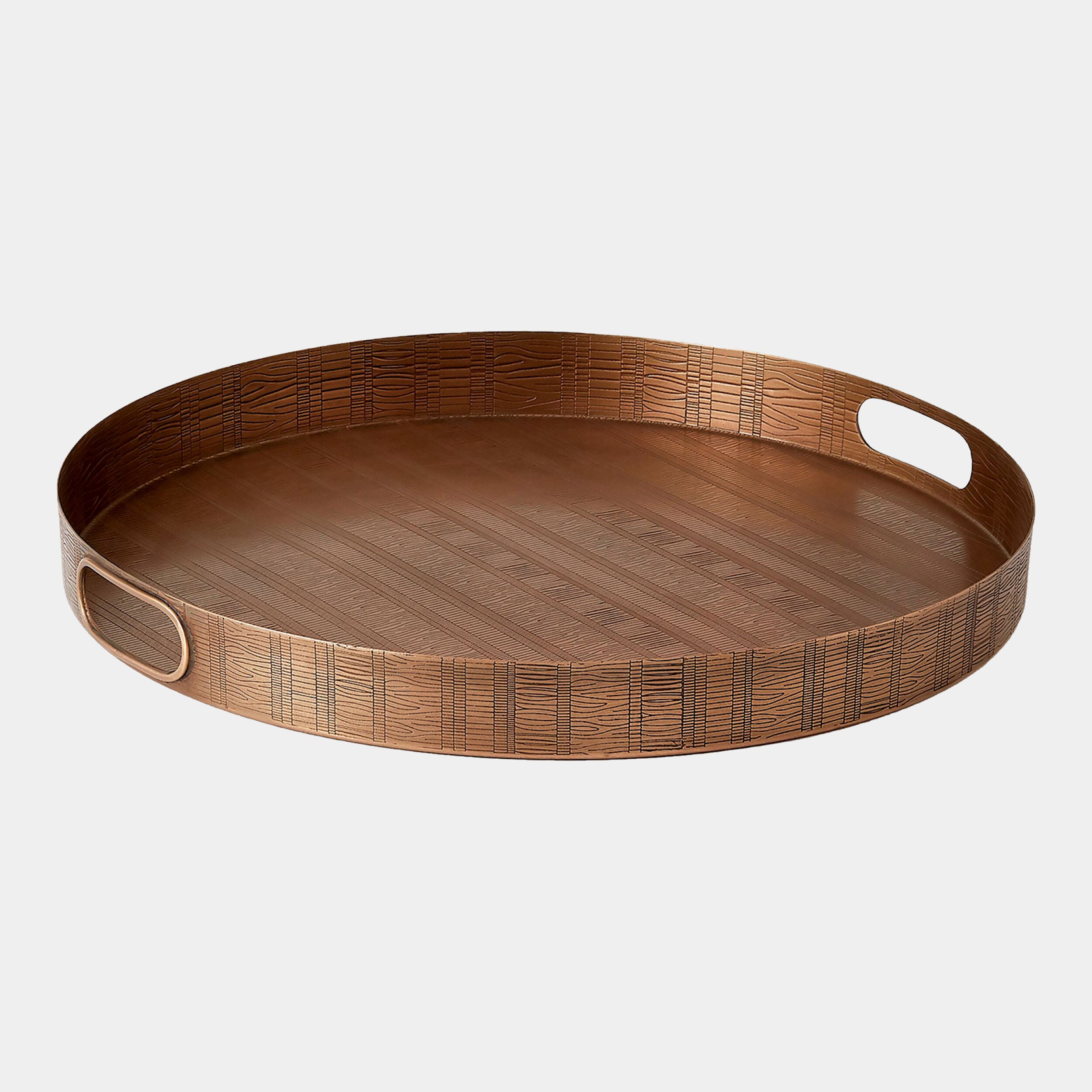 Kokoro Etched Round Tray-Brass