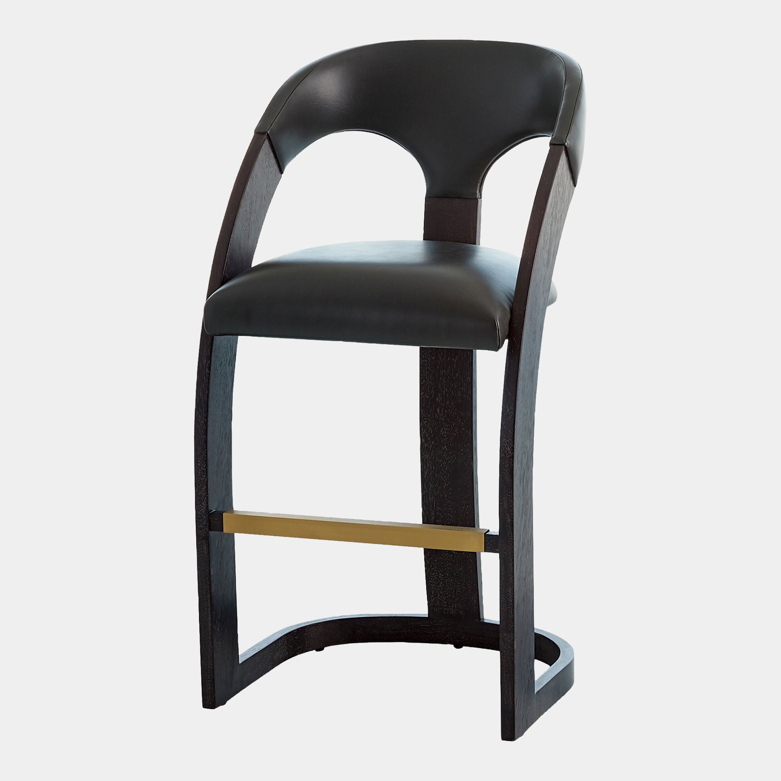 Delia Barstool-Ebony Cerused-Graphite Leather
