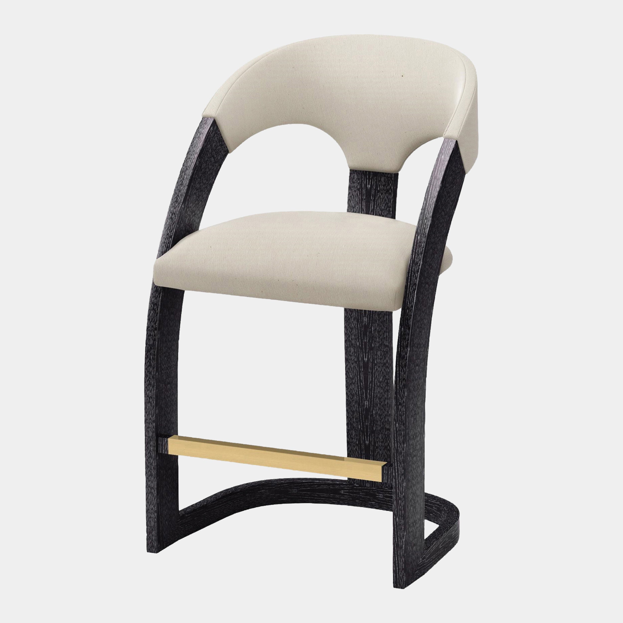 Delia Counter Stool-Ebony Cerused-Muslin