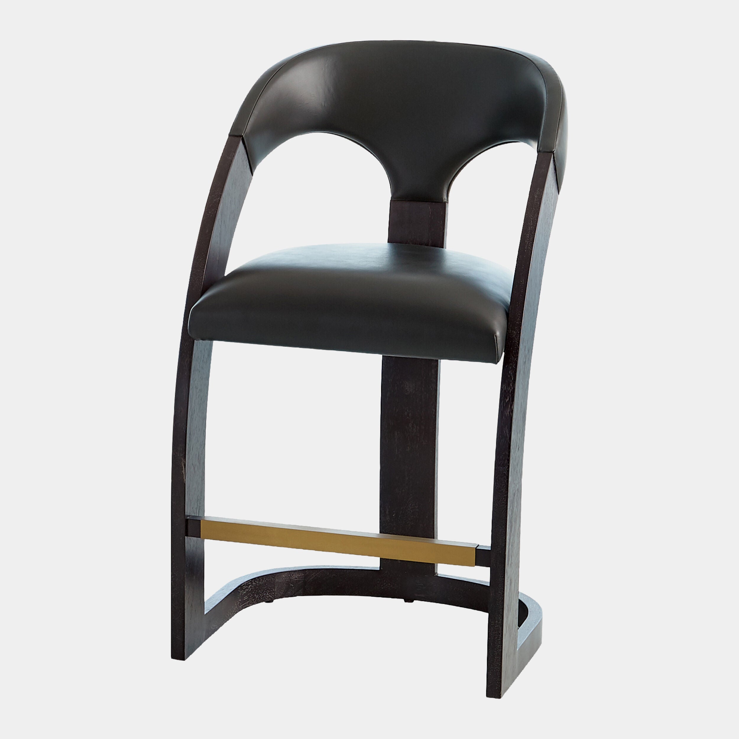 Delia Counter Stool-Ebony-Graphite Leather