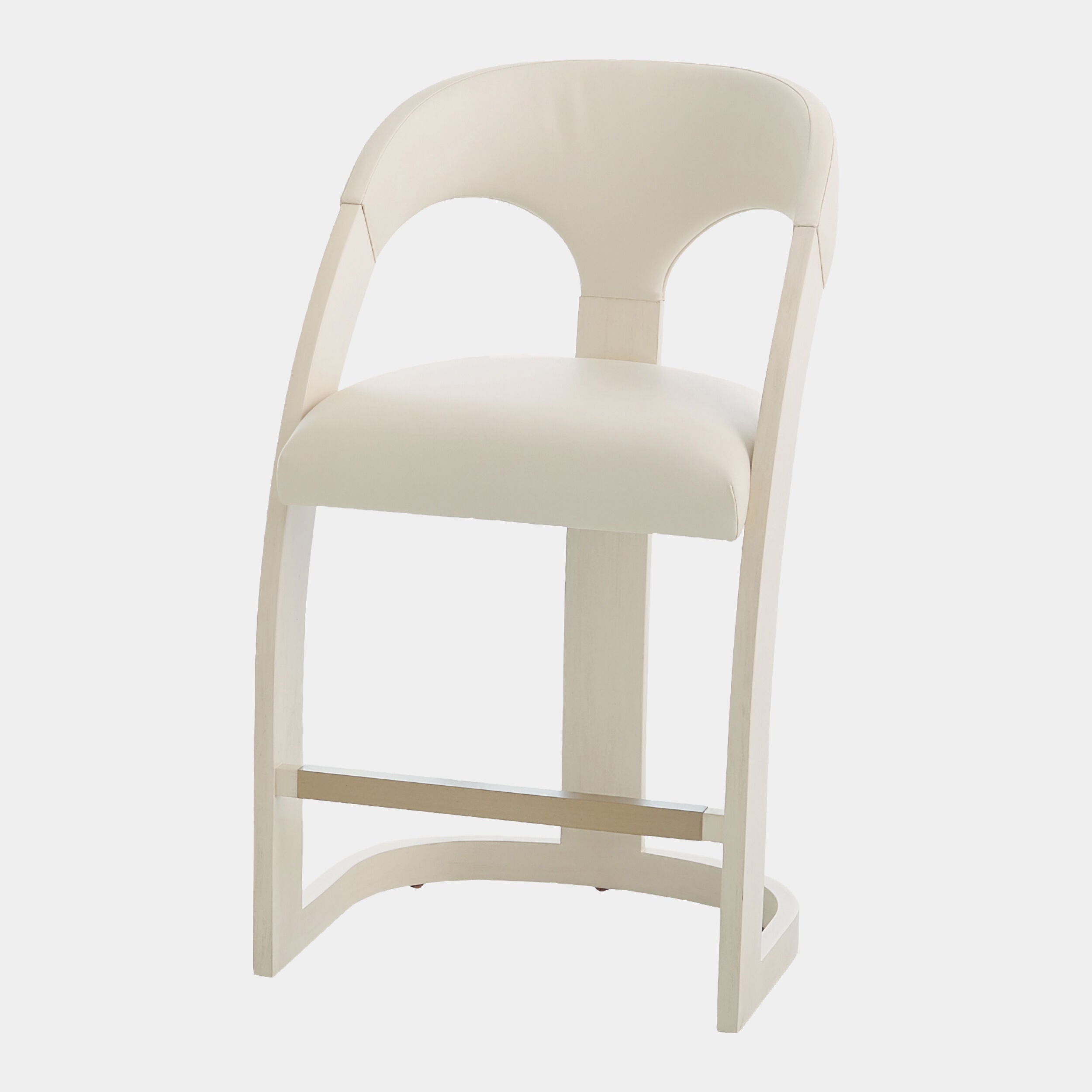 Delia Counter Stool-Antique White-Milk Leather