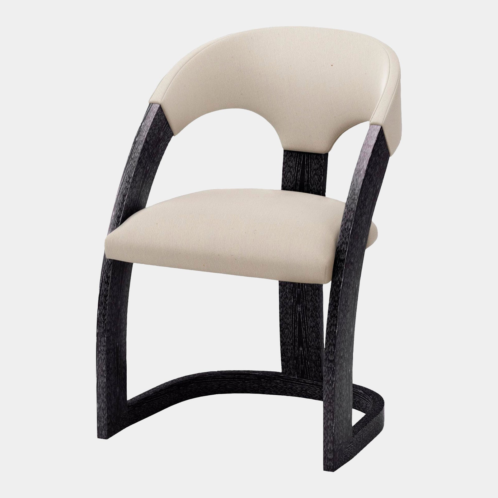 Delia Dining Chair-Ebony Cerused-Muslin
