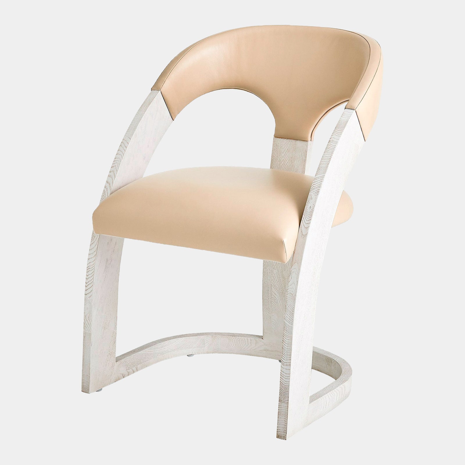 Delia Dining Chair-White Burl-Muslin