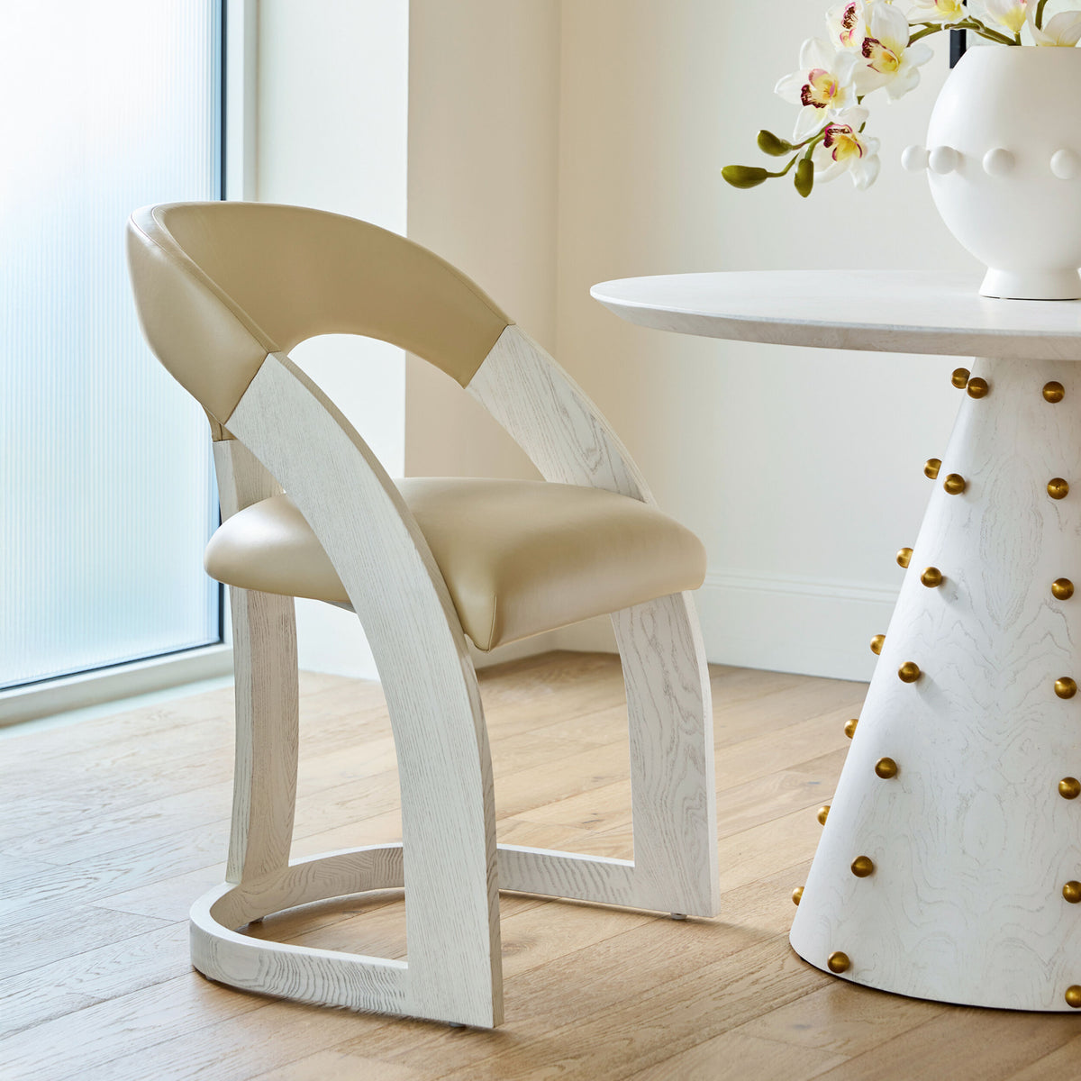 Delia Dining Chair-White Burl