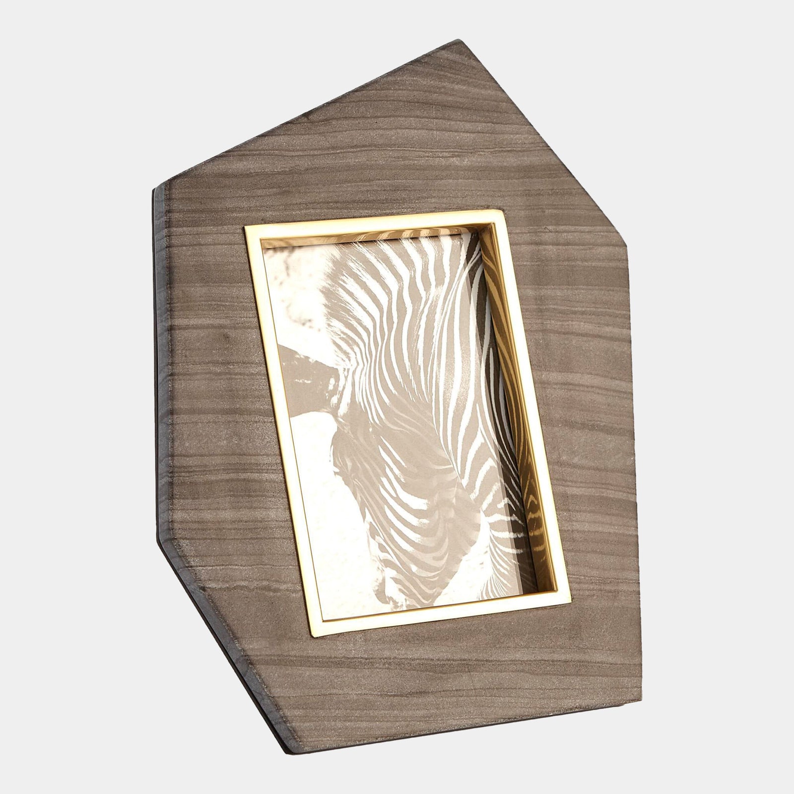 Everly Photo Frame-Gray/Brass-Vertical-5x7