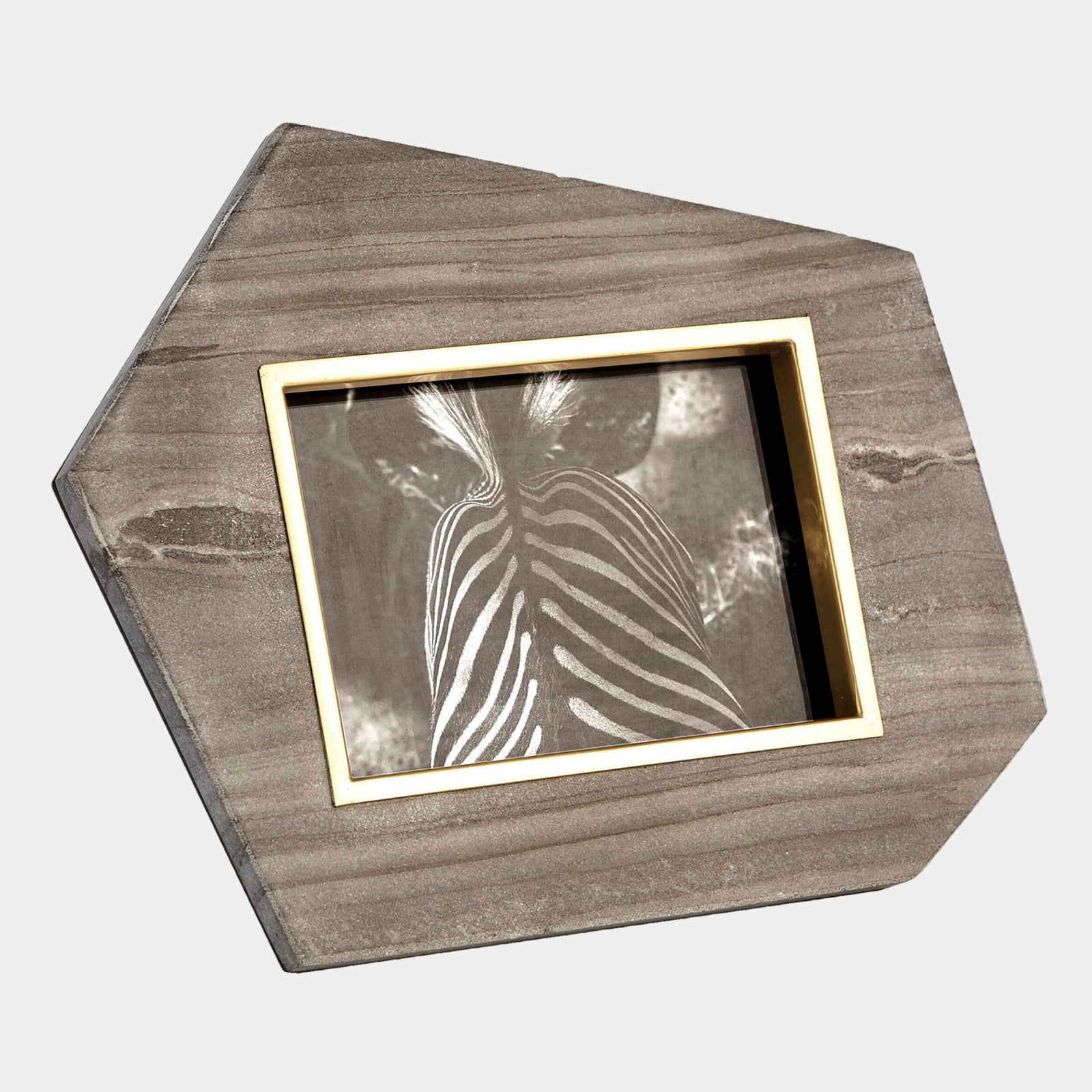 Everly Photo Frame-Gray/Brass-Horizontal-5x7