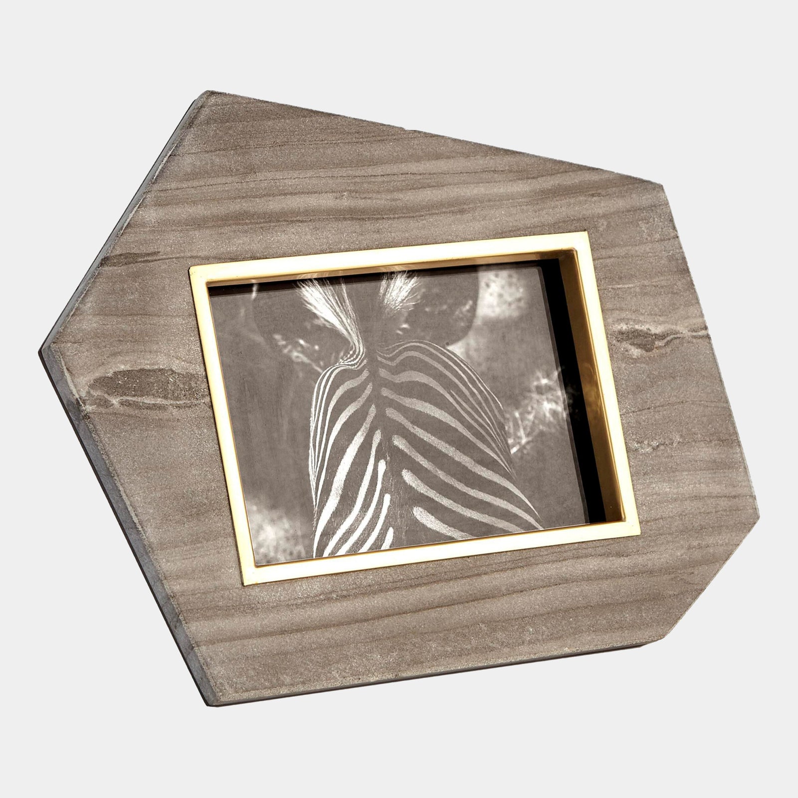 Everly Photo Frame-Gray/Brass-Horizontal-5x7