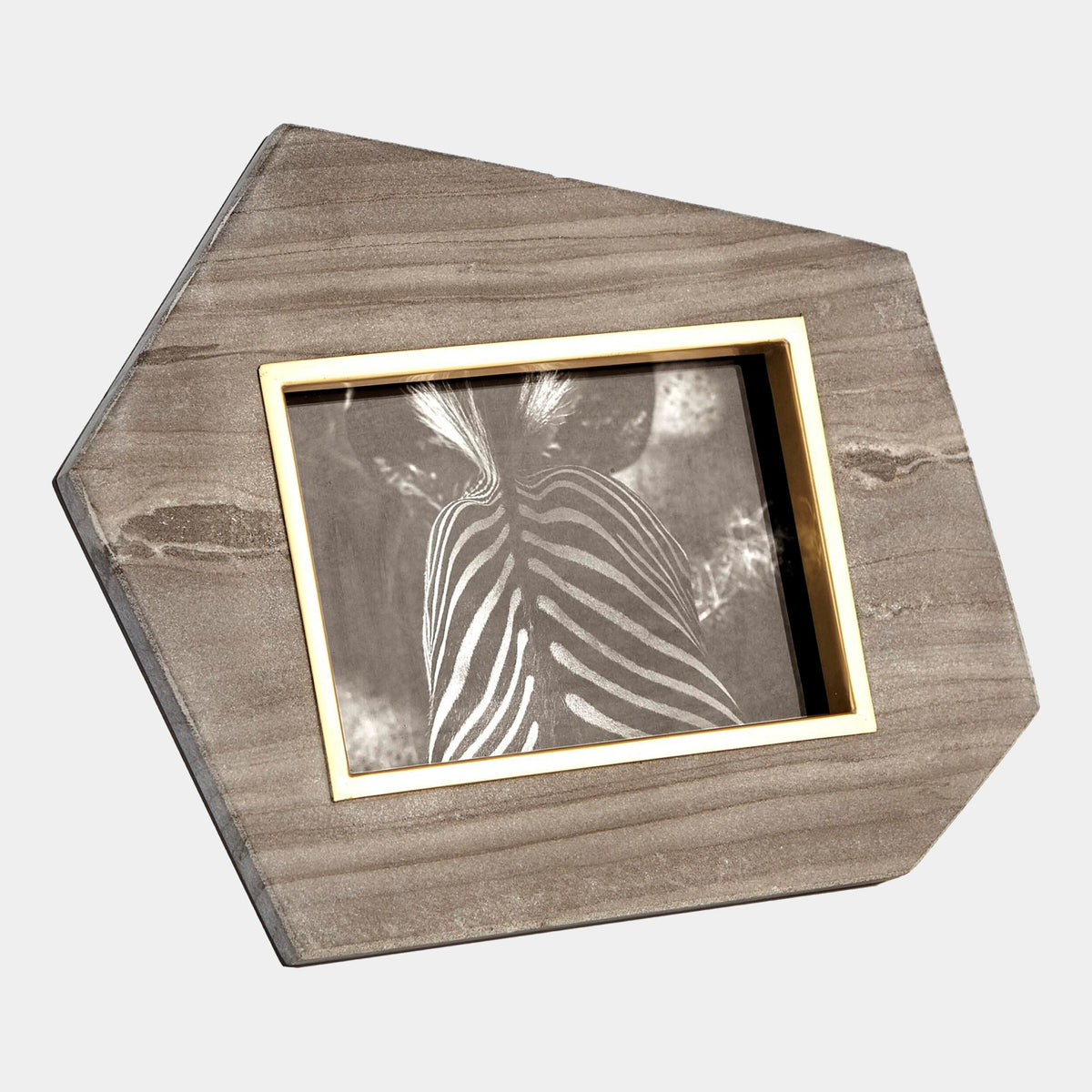 Everly Photo Frame-Gray/Brass-Horizontal-5x7