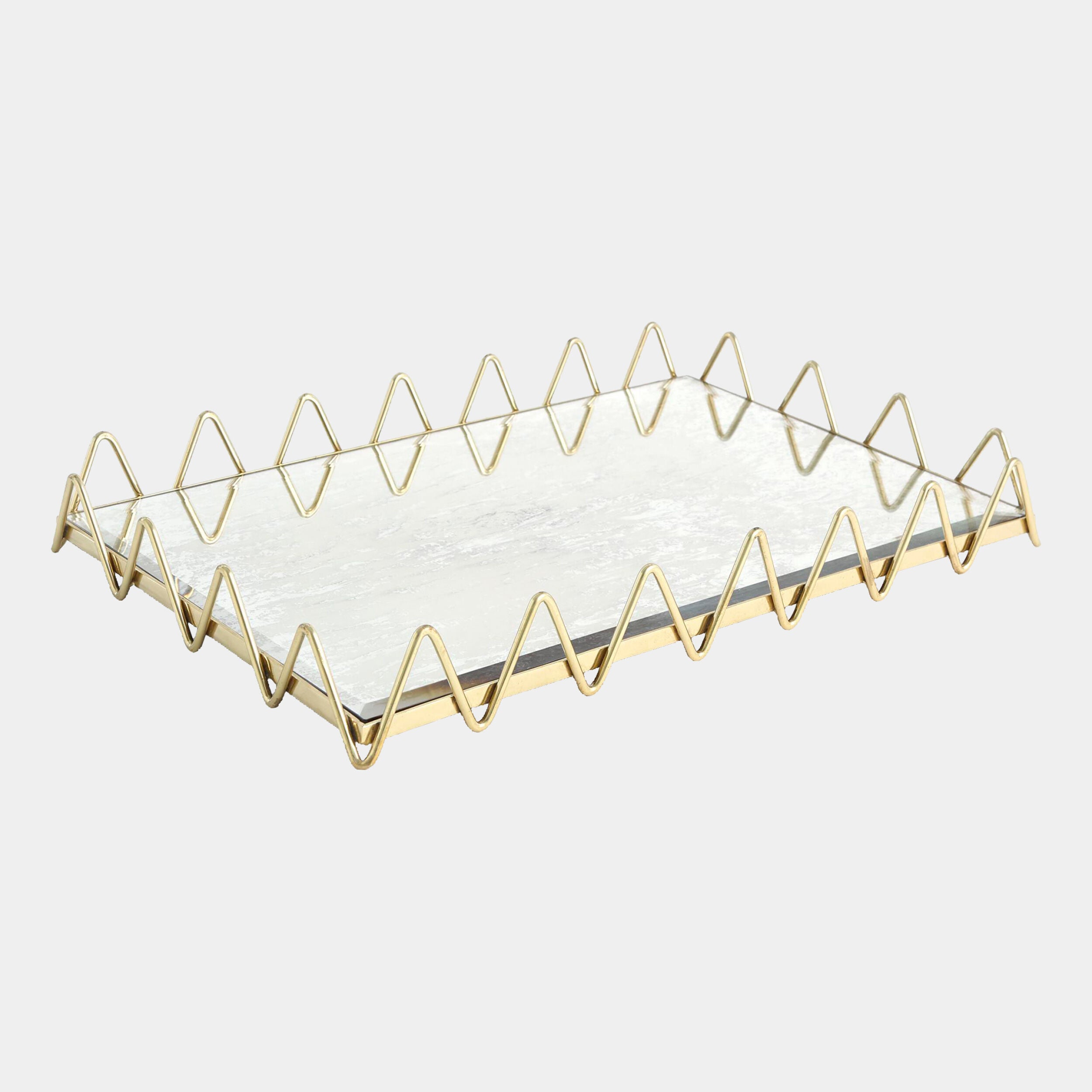 Ric Rac Tray-Gold w/Antique Mirror